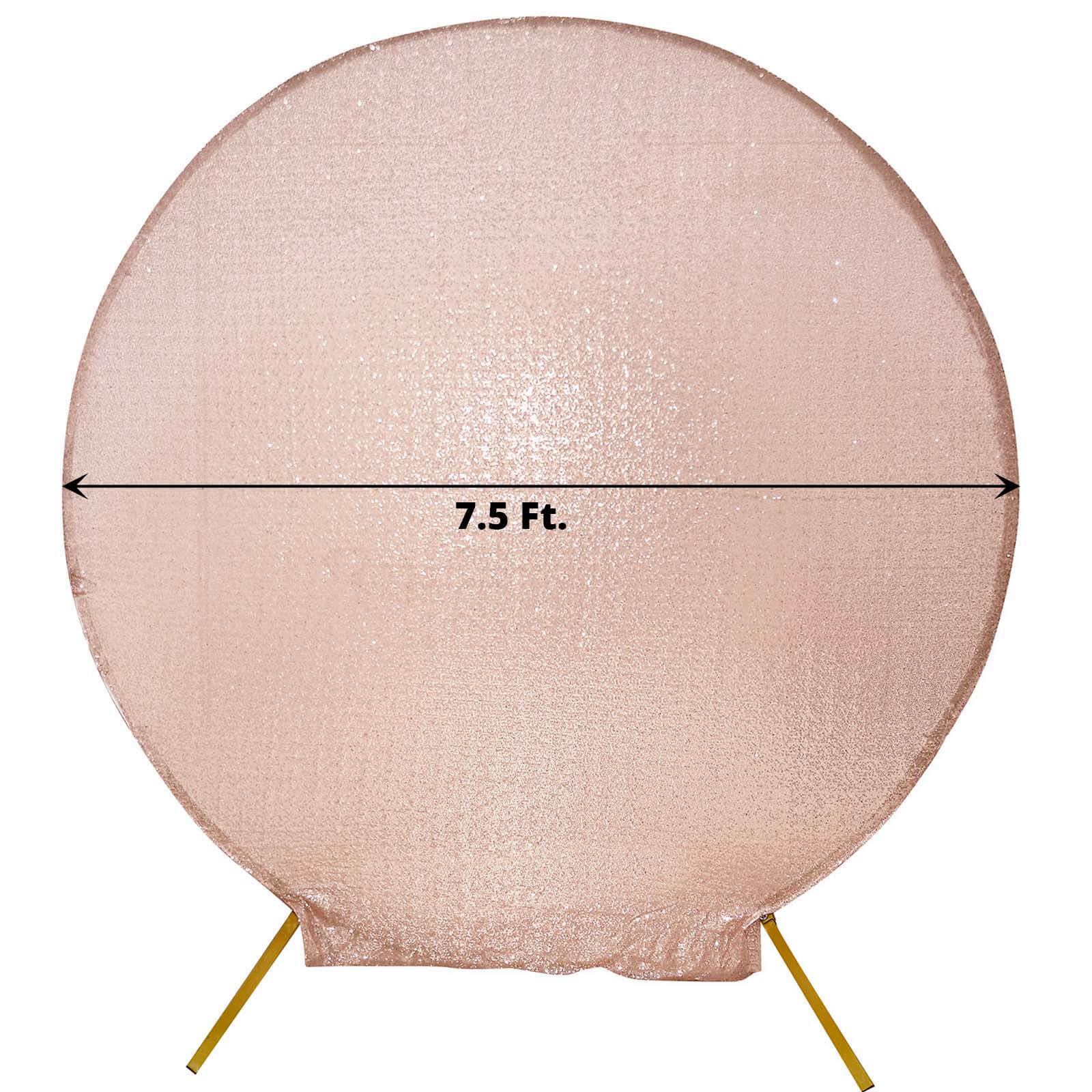 Metallic Blush Sparkle Sequin Photo Backdrop Stand Cover, Shiny Shimmer Round Wedding Arch Cover, 2-Sided Custom Fit 7.5ft - Image 3