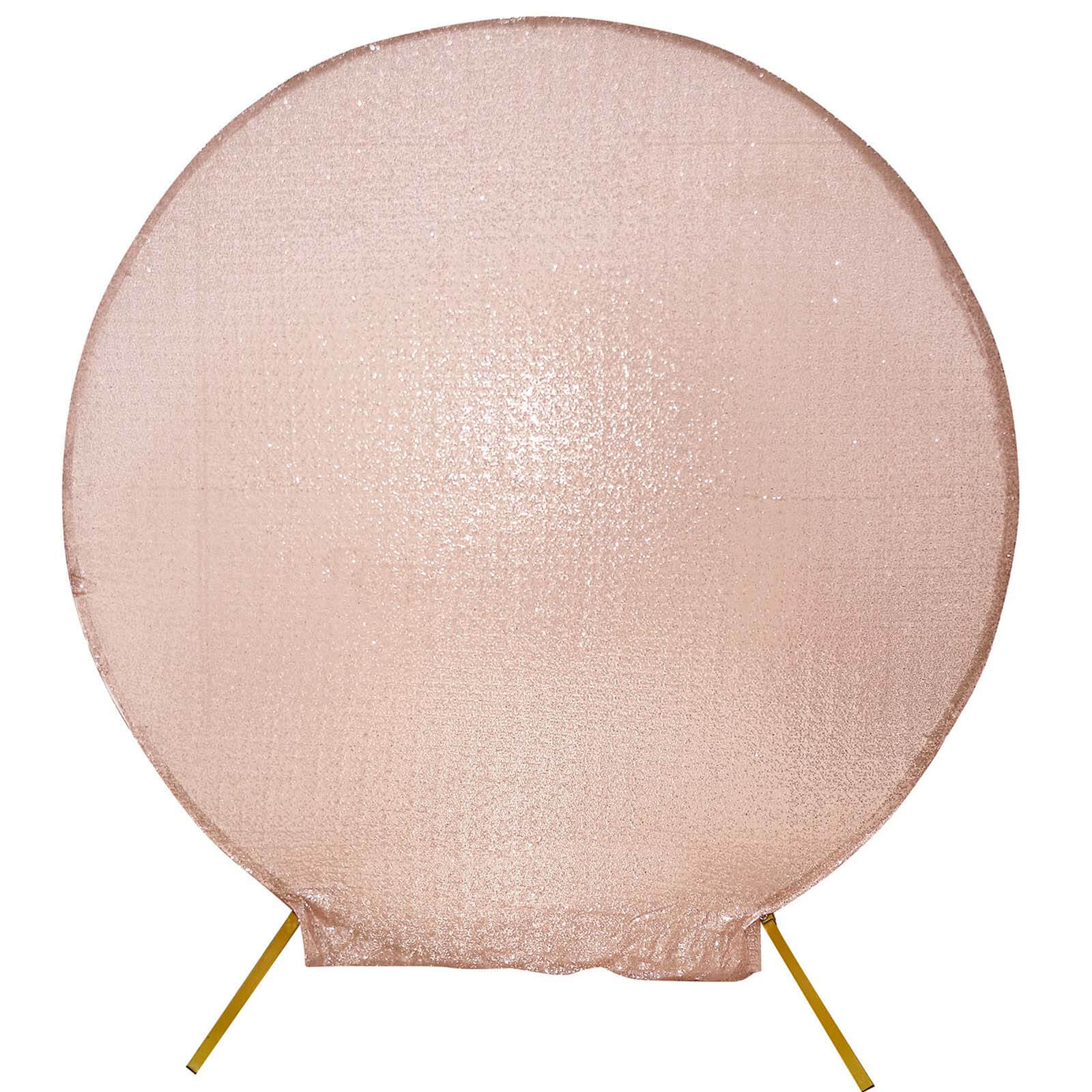 Metallic Blush Sparkle Sequin Photo Backdrop Stand Cover, Shiny Shimmer Round Wedding Arch Cover, 2-Sided Custom Fit 7.5ft - Image 6