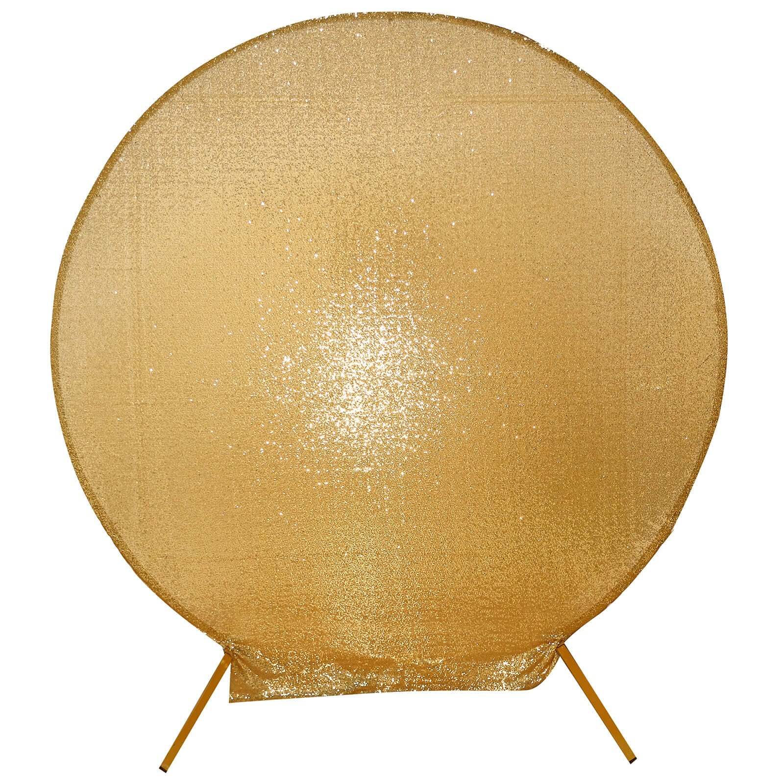 Metallic Gold Sparkle Sequin Photo Backdrop Stand Cover, Shiny Shimmer Round Wedding Arch Cover, 2-Sided Custom Fit 7.5ft - Image 6