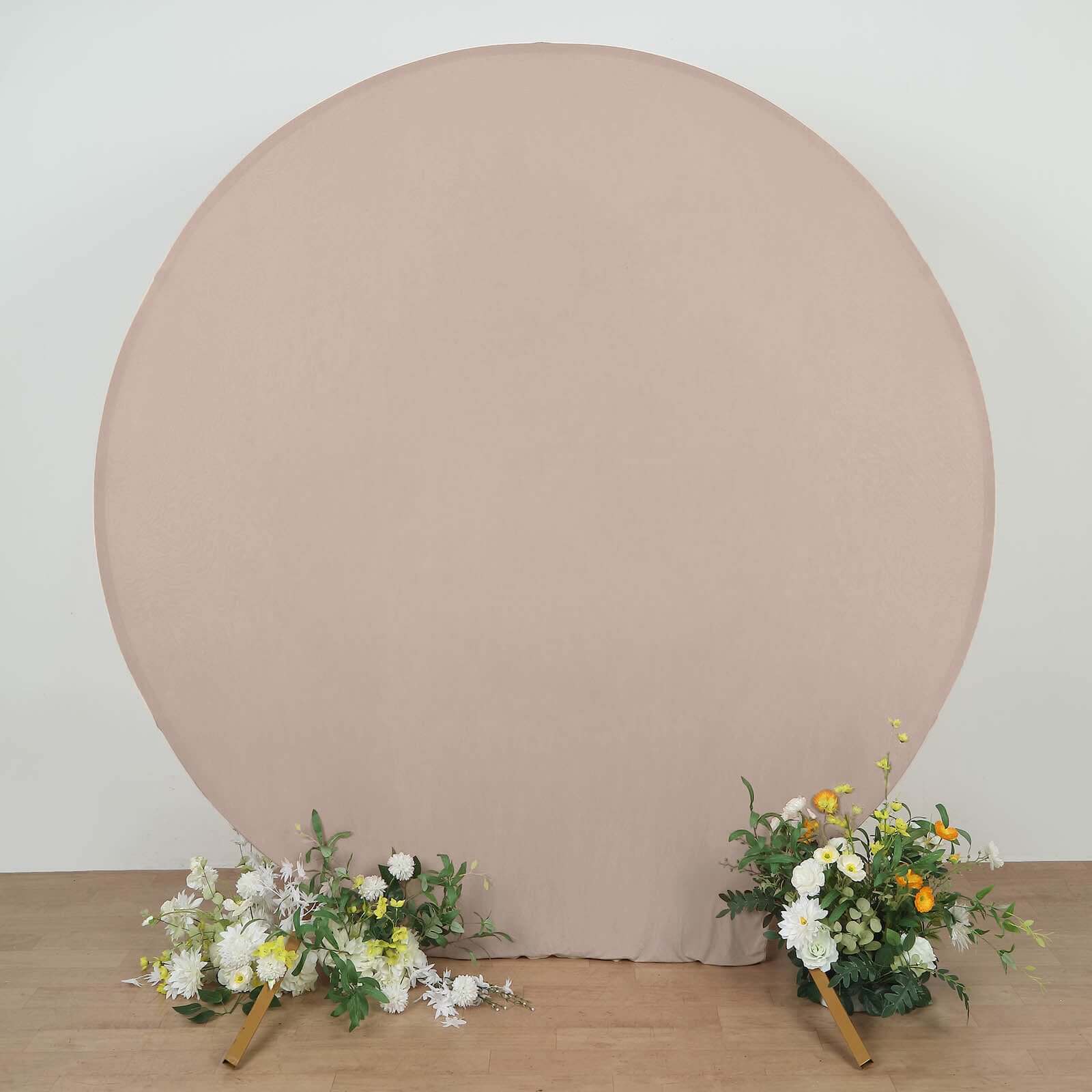 Nude Round Spandex Fit Wedding Backdrop Stand Cover 7.5ft