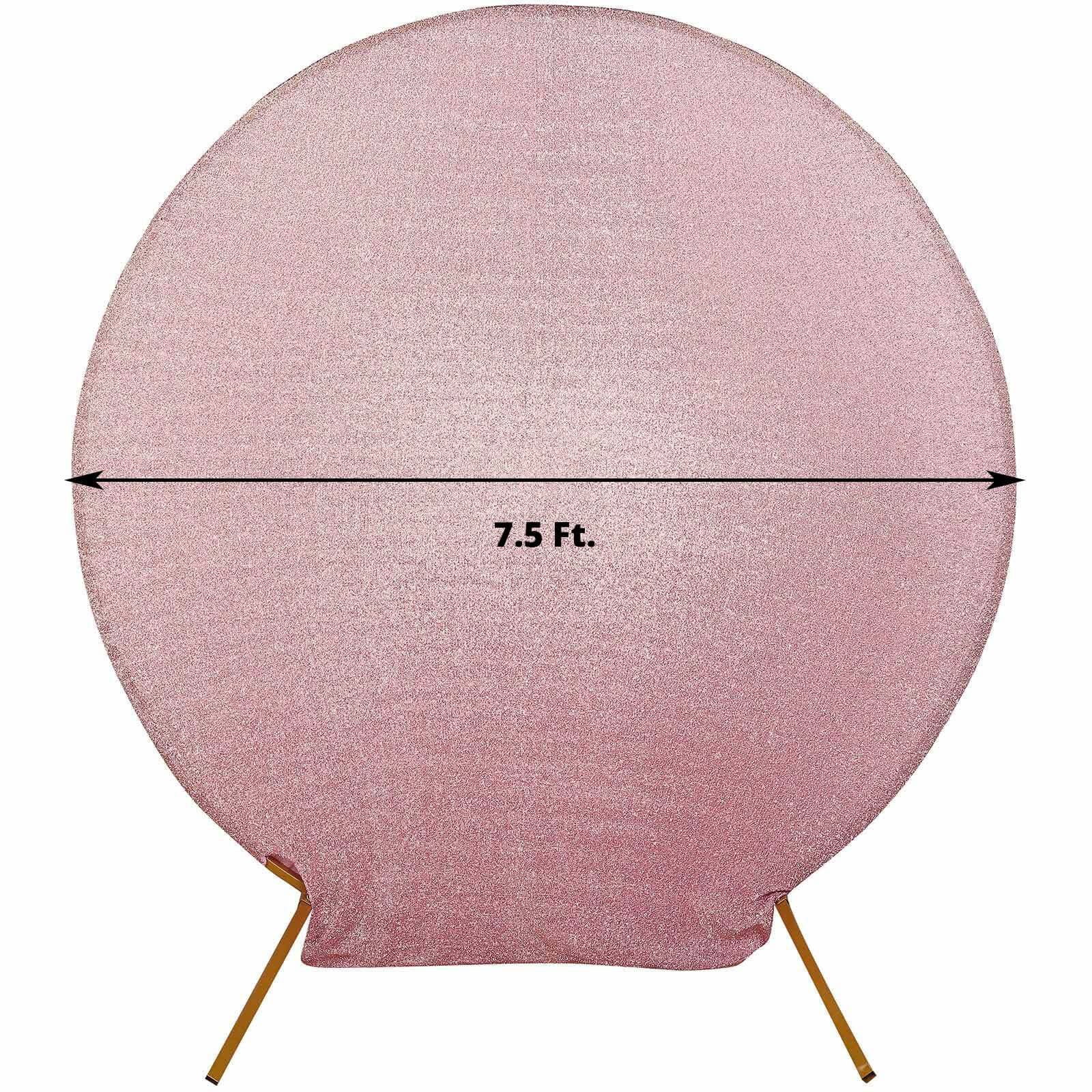 Rose Gold Metallic Shimmer Tinsel Spandex Party Photo Backdrop, 2-Sided Round Wedding Arch Cover 7.5ft - Image 3