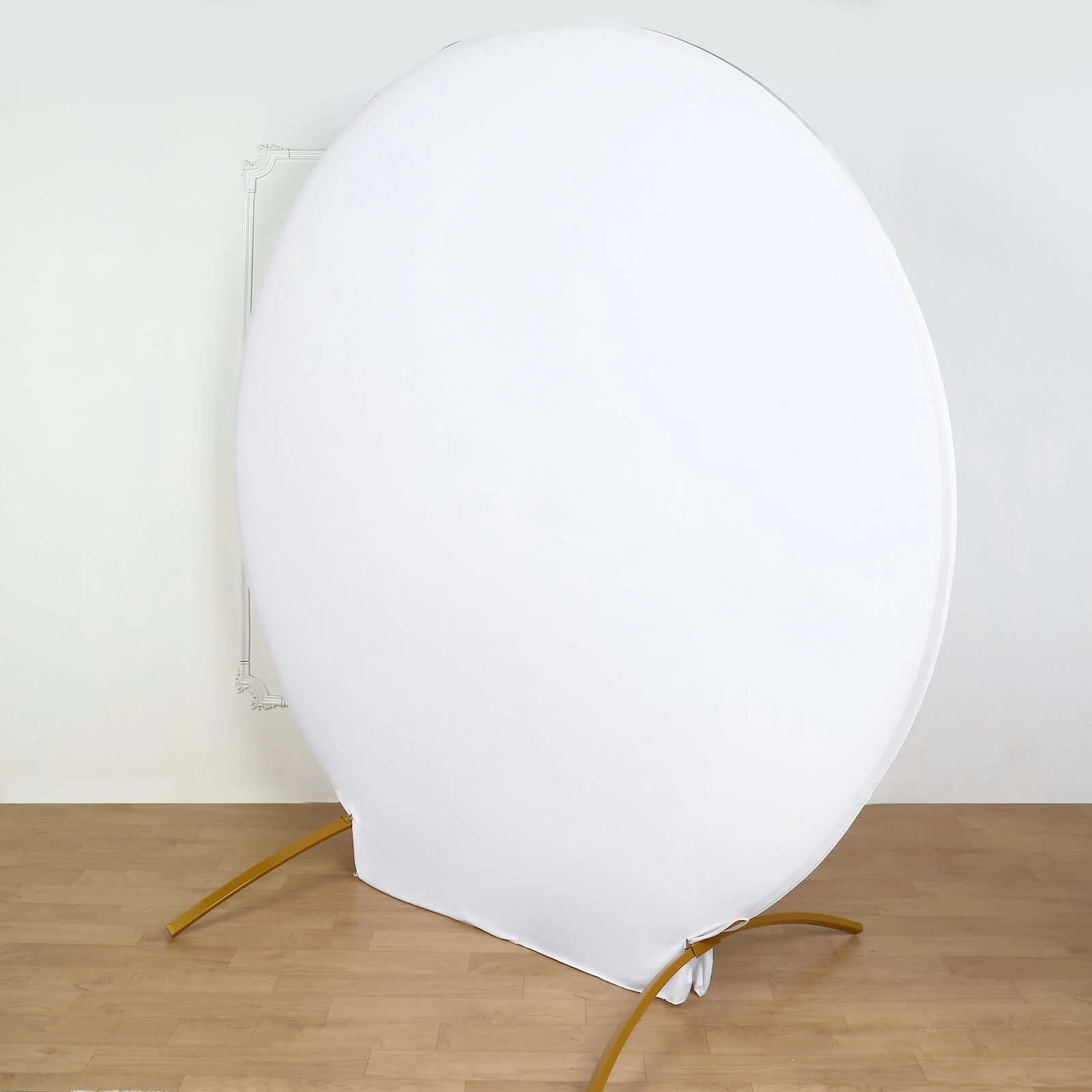 White Round Spandex Fit Wedding Backdrop Stand Cover 7.5ft - Image 2