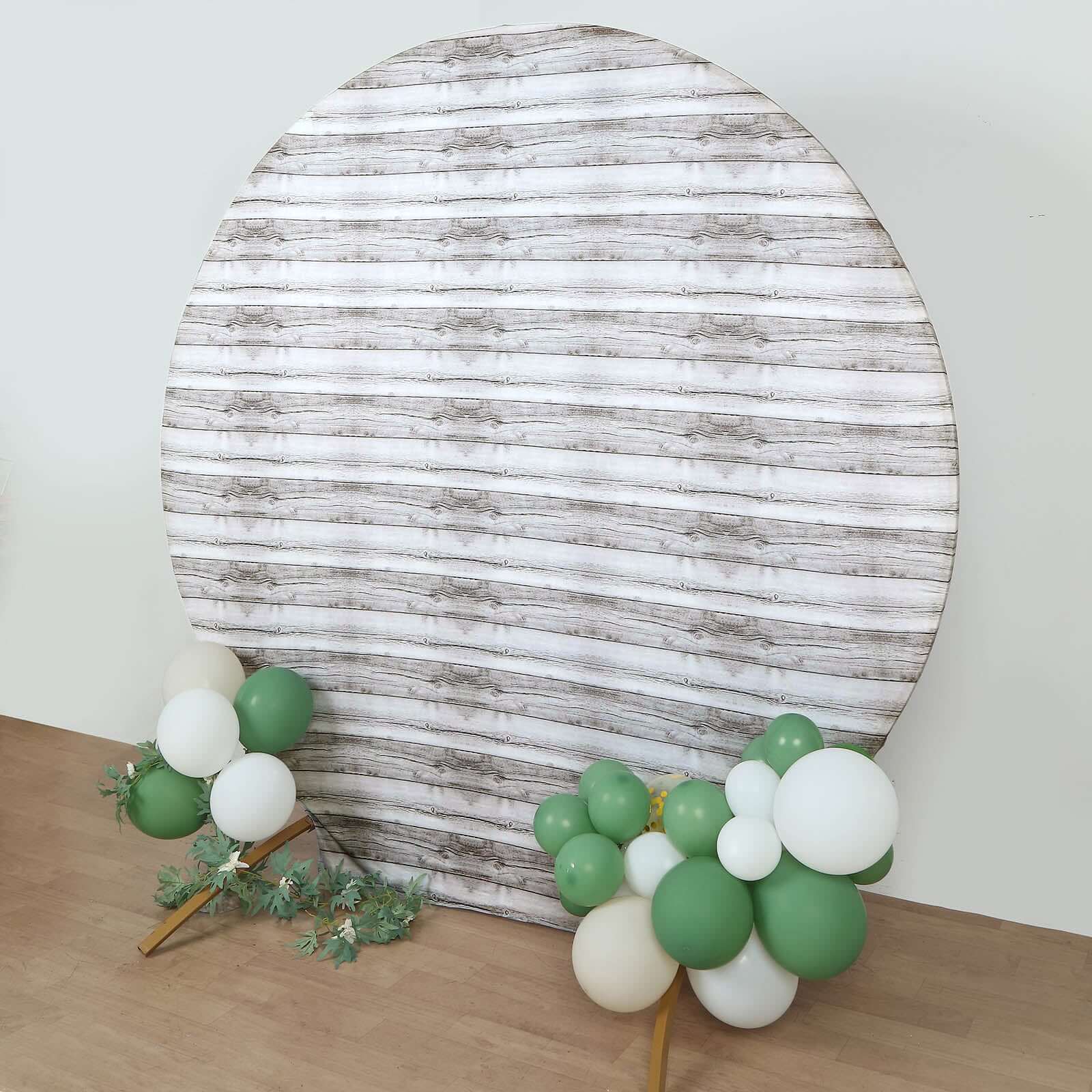 White Rustic Wood Plank Pattern Spandex Fit Backdrop Stand Cover 7.5ft - Image 8