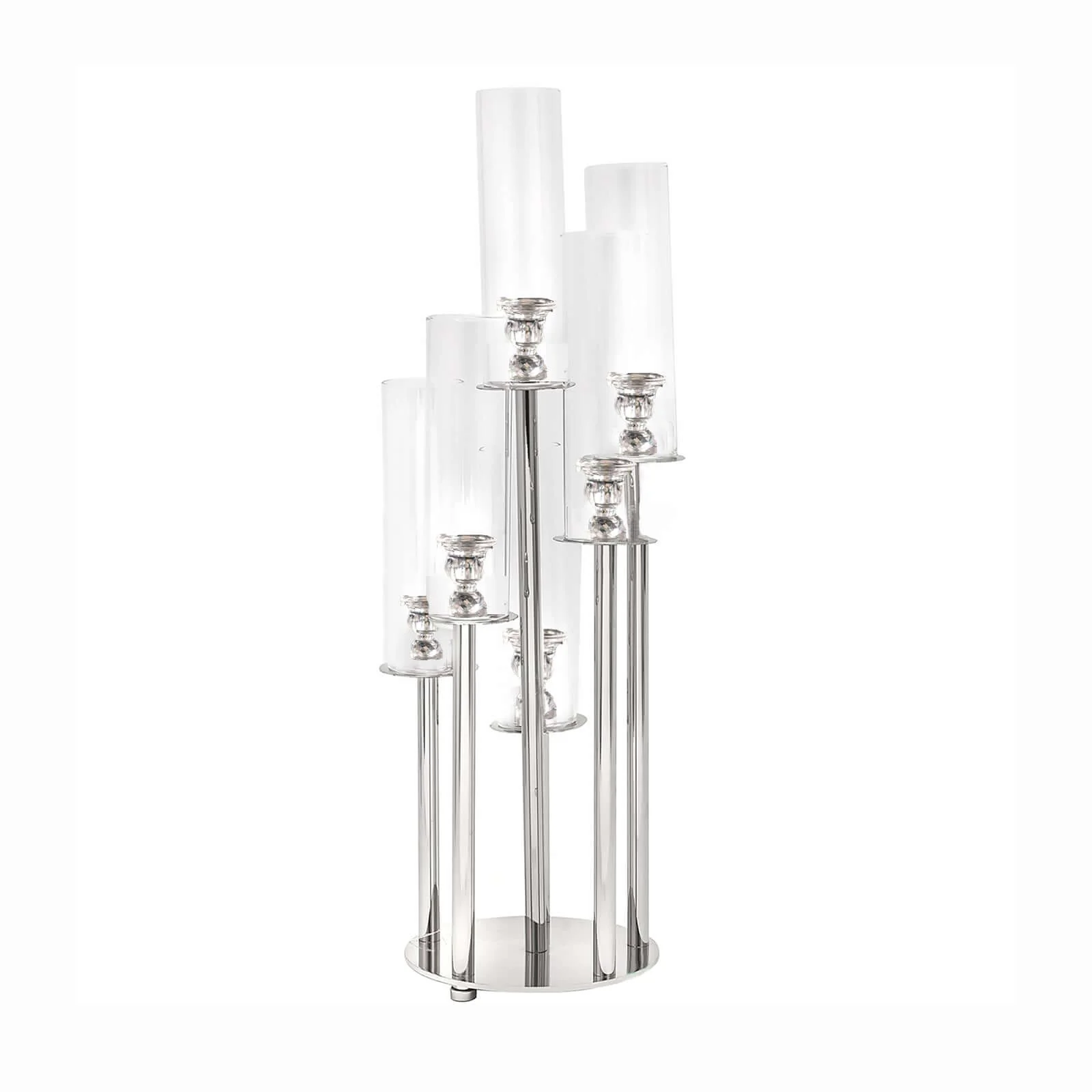 7-Arm Crystal Candelabra Round Taper Design with Mirror Base 33" Clear - Sparkling Candle Holder Table Centerpiece for Votive & Pillar Candles - Image 6