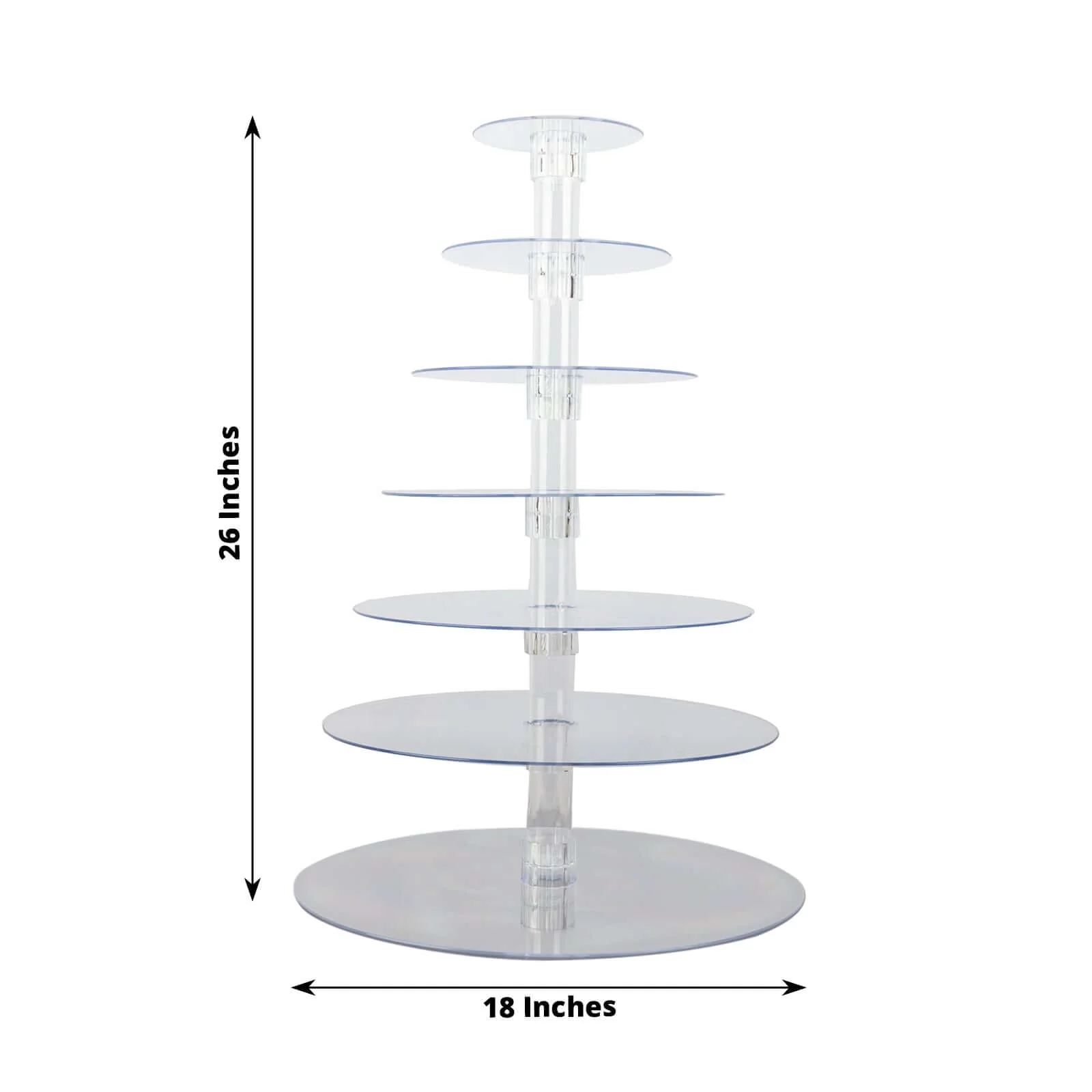 7-Tier Acrylic Round Cupcake Stand 26" Clear - Heavy Duty Dessert Tower Holder Pastry Display with Film Sheets for Modern Minimalist Buffet Party Tables - Image 3
