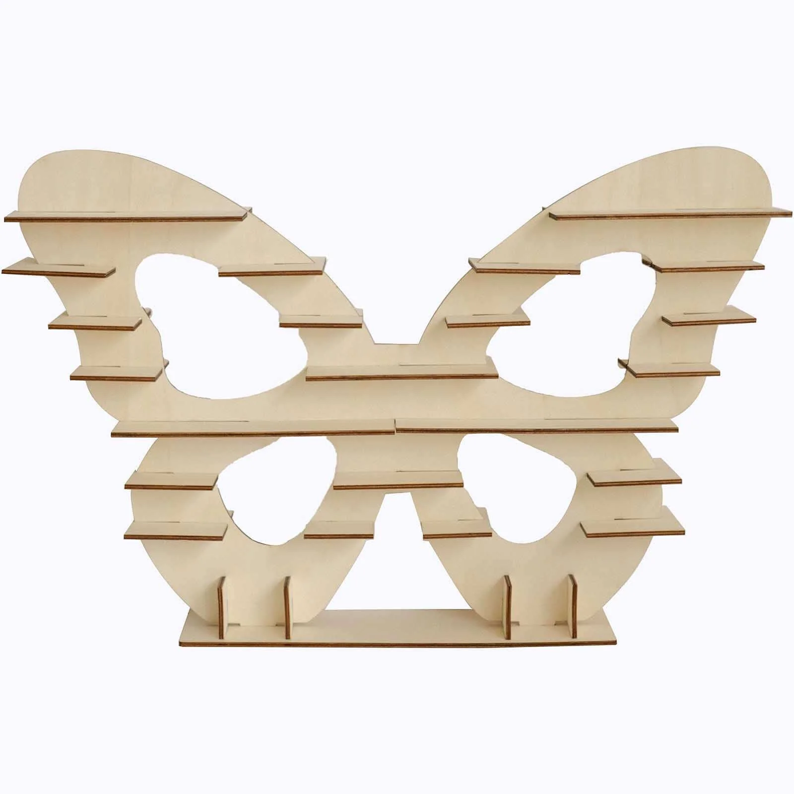 7-Tier Wooden Dessert Display Stand 25" Butterfly Shaped Design Natural - Double Sided Cupcake Holder Shelf Rack - Image 7