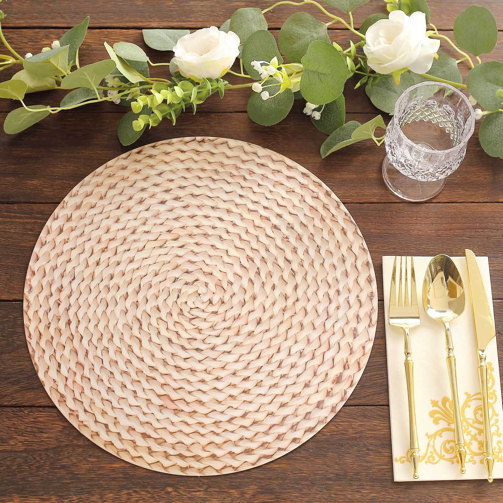 6-Pack Disposable Table Placemats 13" Wheat with Woven Rattan Print - 700GSM Cardboard Placemats for Rustic & Boho Themed Events - Image 5