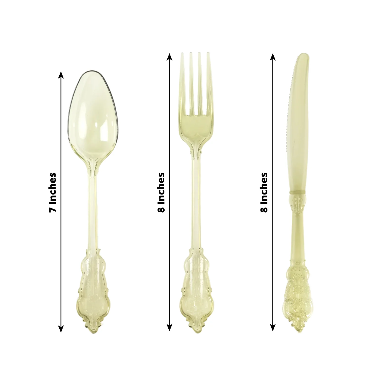 72 Pcs Plastic Silverware Set Transparent Dusty Sage Green in Baroque Style - Heavy Duty Disposable Knife, Fork, and Spoon Set - Image 3