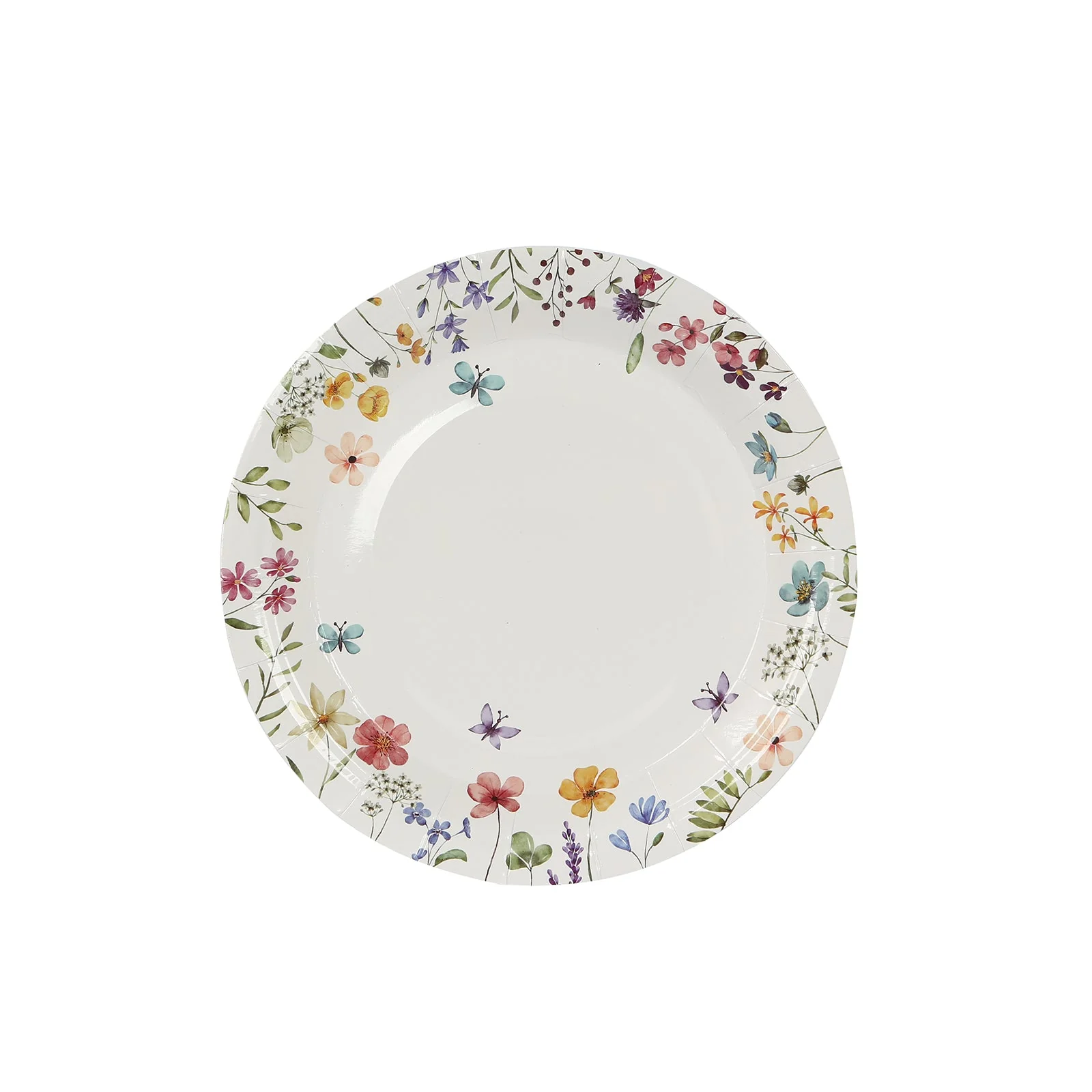 72 Pcs Paper Plates and Cups Set in White with Wildflower Butterfly Print - Disposable Party Supplies for Birthdays, Weddings & Events - Image 6