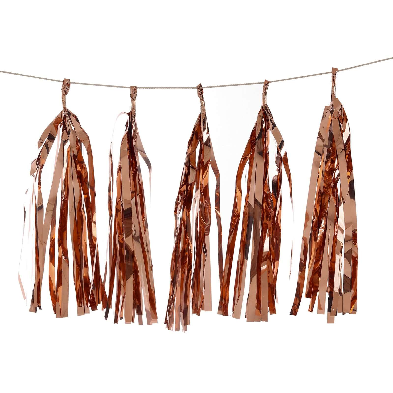 Rose Gold Hanging Foil Tassel Garland, Metallic Tinsel Fringe Banner Party Streamer Backdrop Decorations 7.5ft Long - Image 10