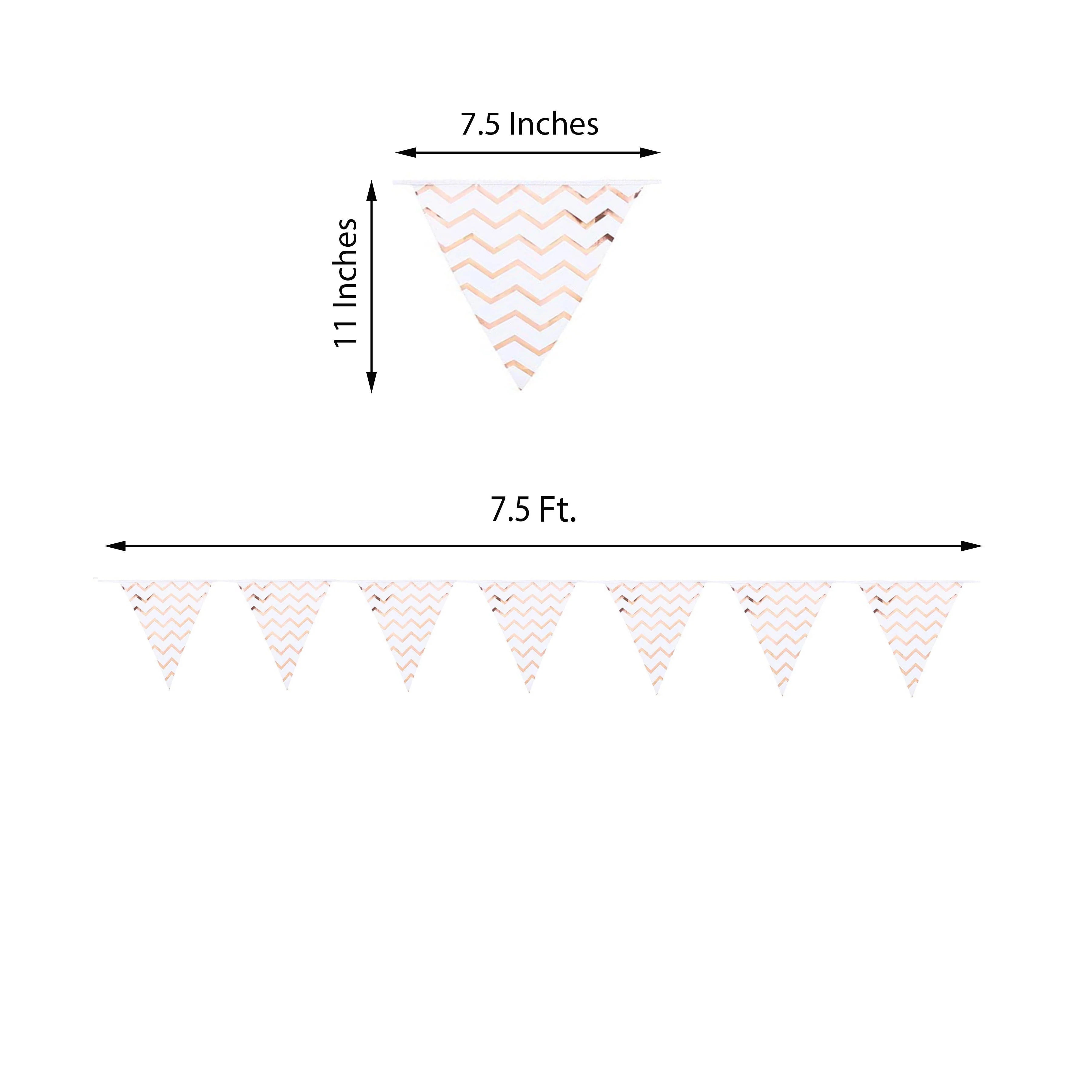 Rose Gold Chevron Print Triangle Pennant Flag Party Banner 7.5ft - Image 3