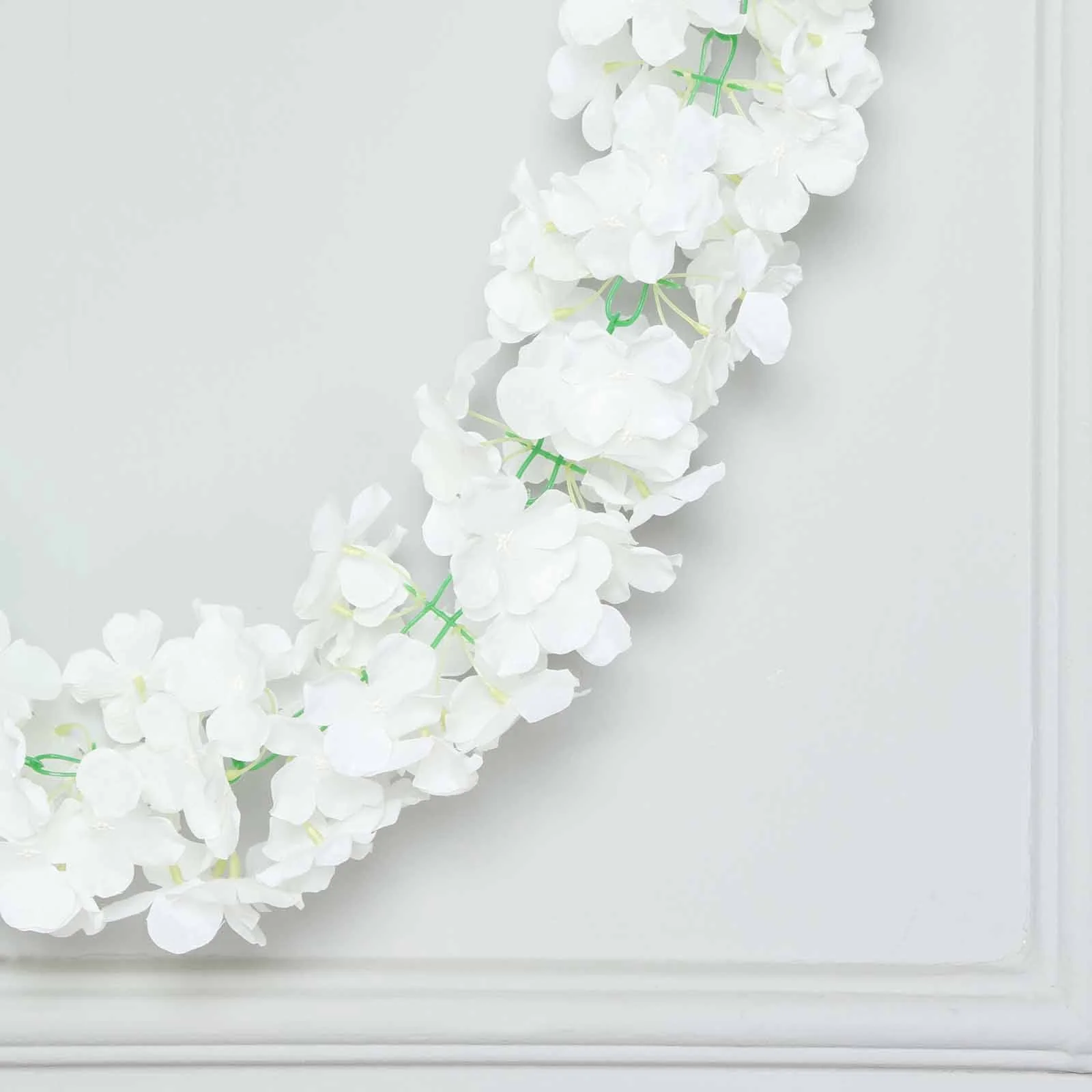 Cream Artificial Silk Hydrangea Hanging Flower Garland Vine 7ft - Image 8