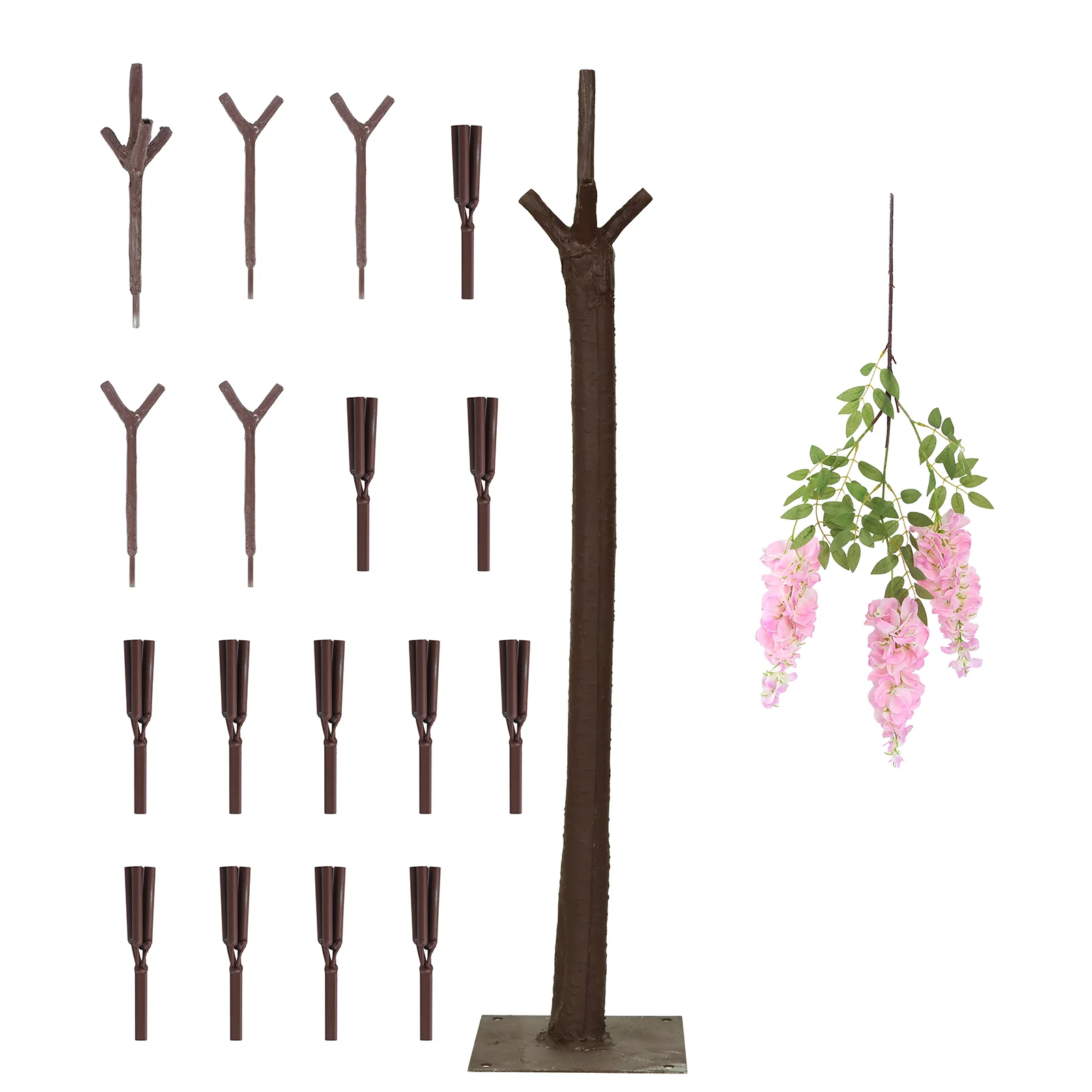 7ft Freestanding Blush Wisteria Tree – Romantic Faux Flower Decor for Aisles & Photo Backdrops - Image 6