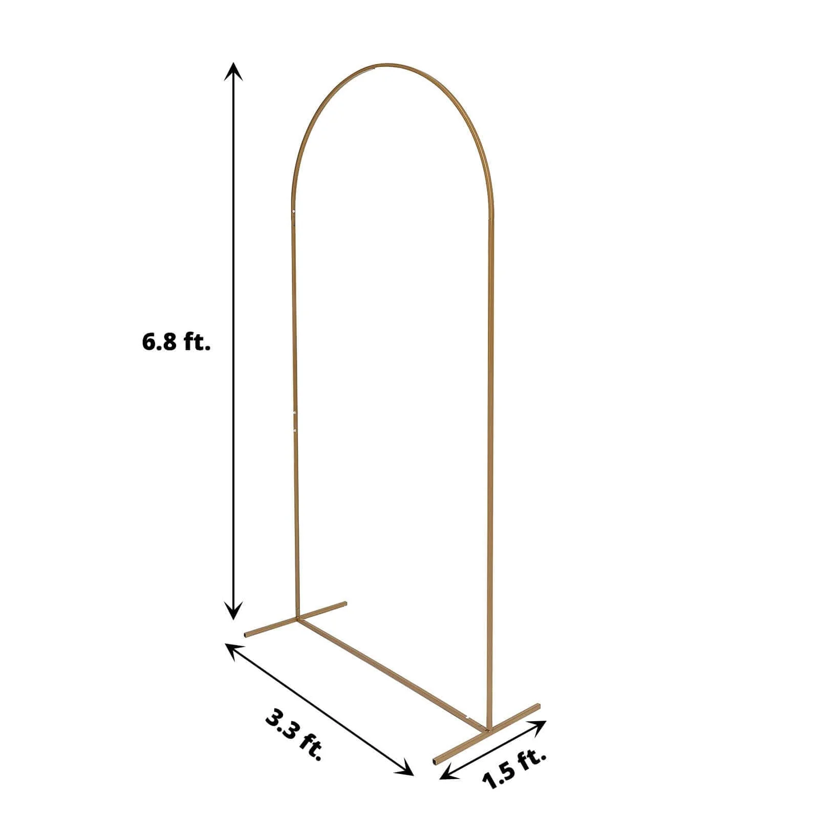 Gold Metal Wedding Arch Chiara Backdrop Stand Floral Display Frame With Round Top 7ft - Image 3