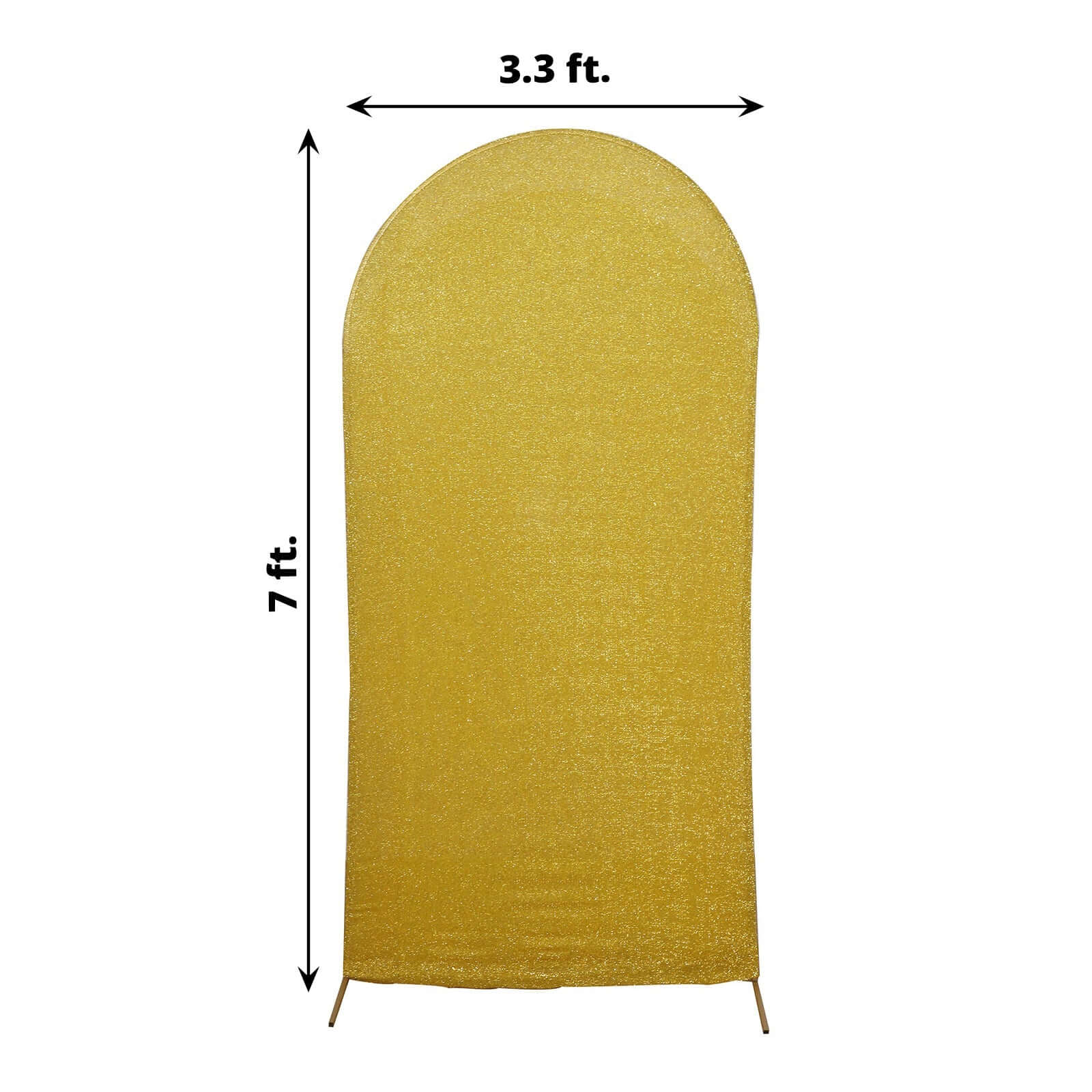 Gold Shimmer Tinsel Spandex Wedding Arch Cover For Fitted Round Top Chiara Backdrop Stand 7ft - Image 3