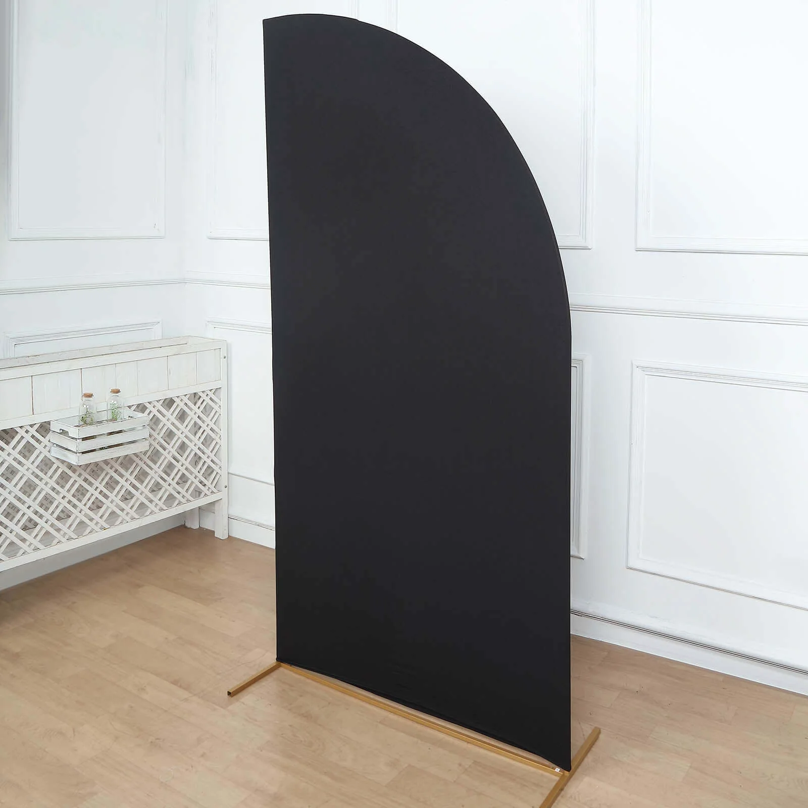 Matte Black Fitted Spandex Half Moon Wedding Arch Cover, Custom Fit Chiara Backdrop Stand Cover 7ft - Image 2
