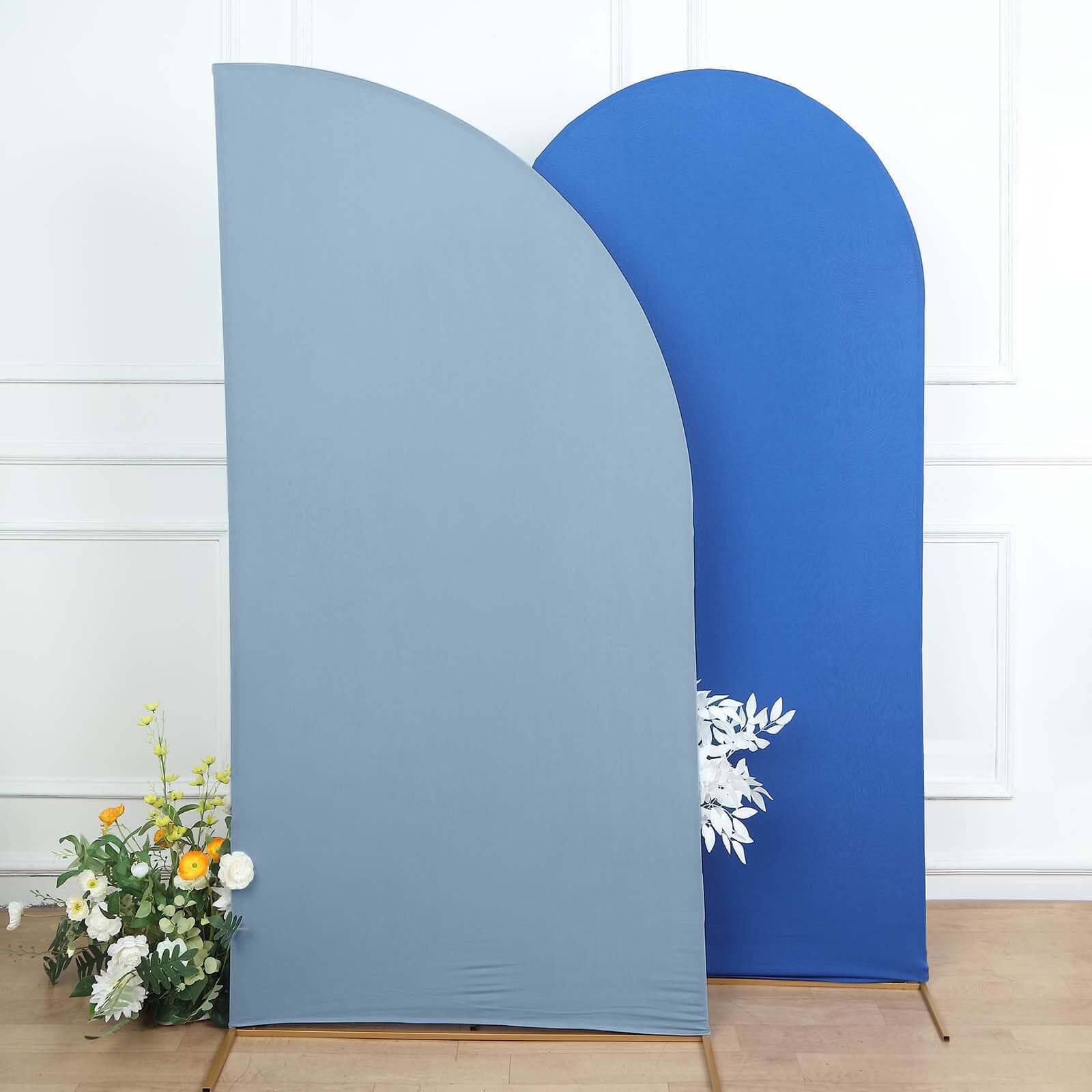 Matte Dusty Blue Fitted Spandex Half Moon Wedding Arch Cover, Custom Fit Chiara Backdrop Stand Cover 7ft - Image 8