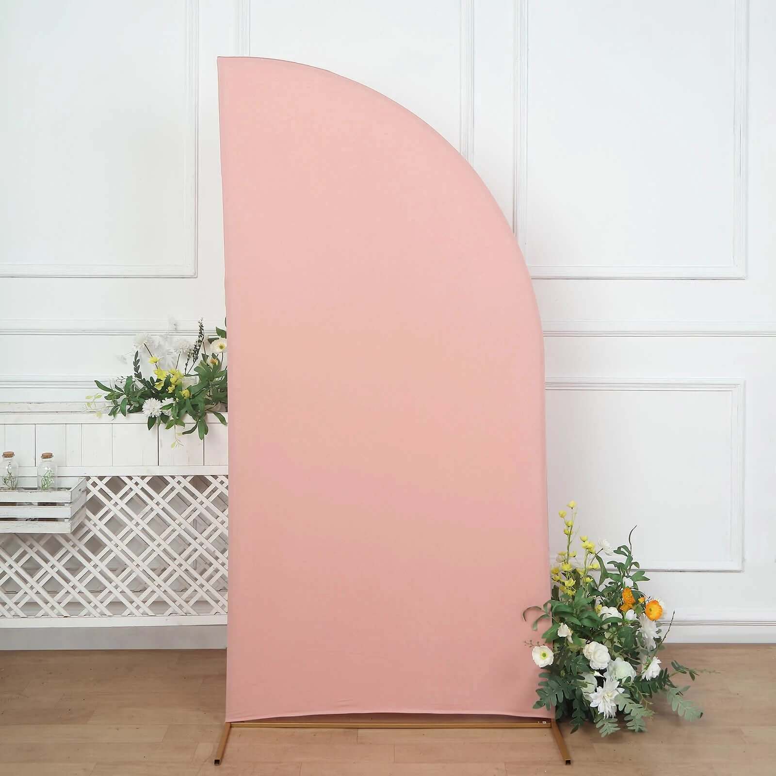 Matte Dusty Rose Fitted Spandex Half Moon Wedding Arch Cover, Custom Fit Chiara Backdrop Stand Cover 7ft - Image 7