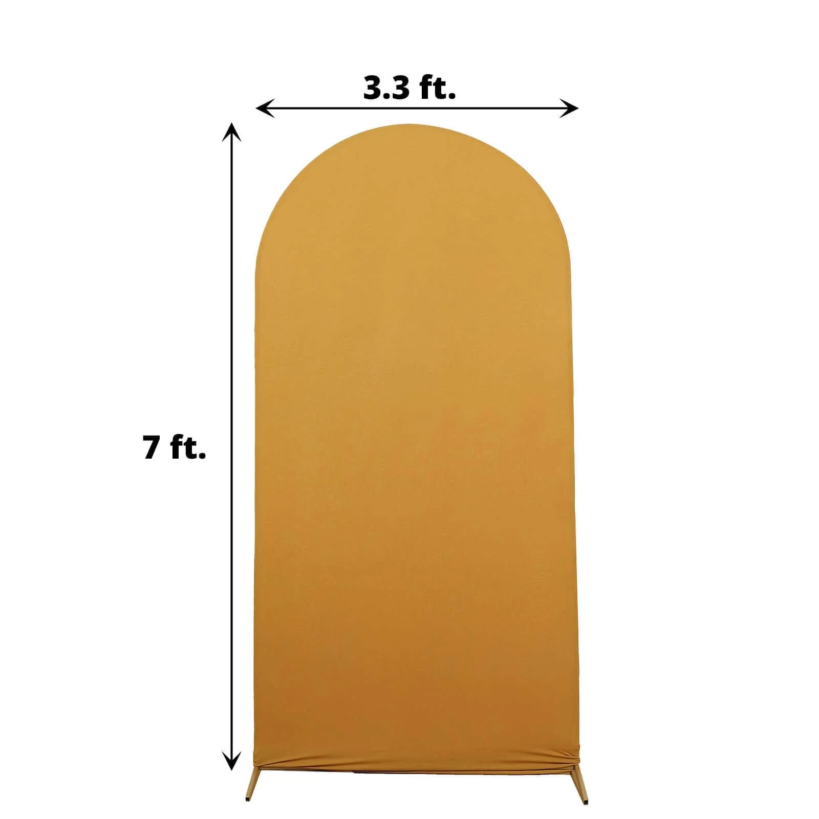 Matte Gold Spandex Fitted Wedding Arch Cover For Round Top Chiara Backdrop Stand 7ft - Image 3