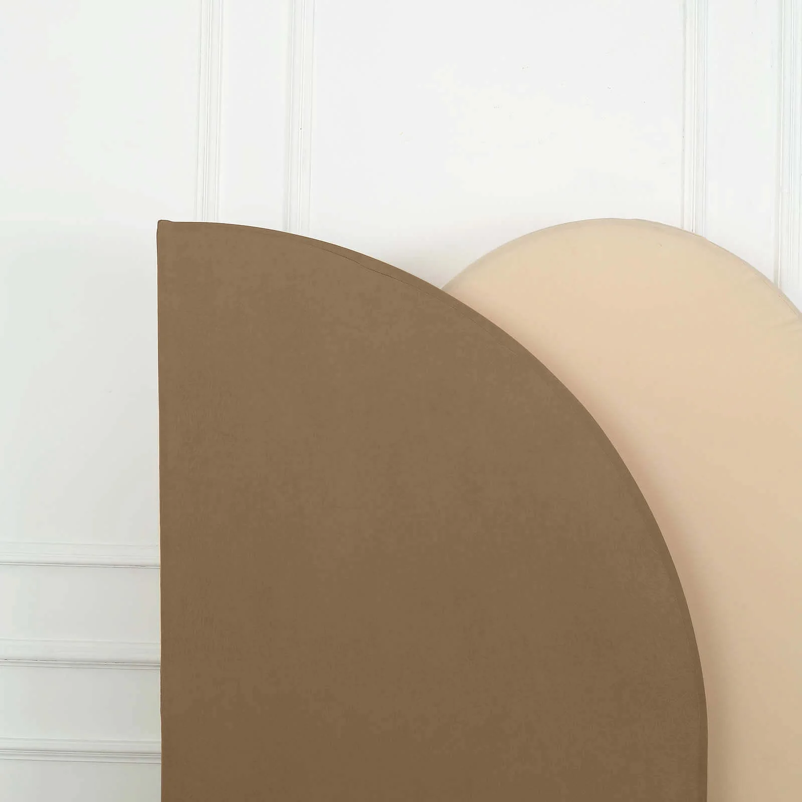 Matte Taupe Fitted Spandex Half Moon Wedding Arch Cover, Custom Fit Chiara Backdrop Stand Cover 7ft - Image 10