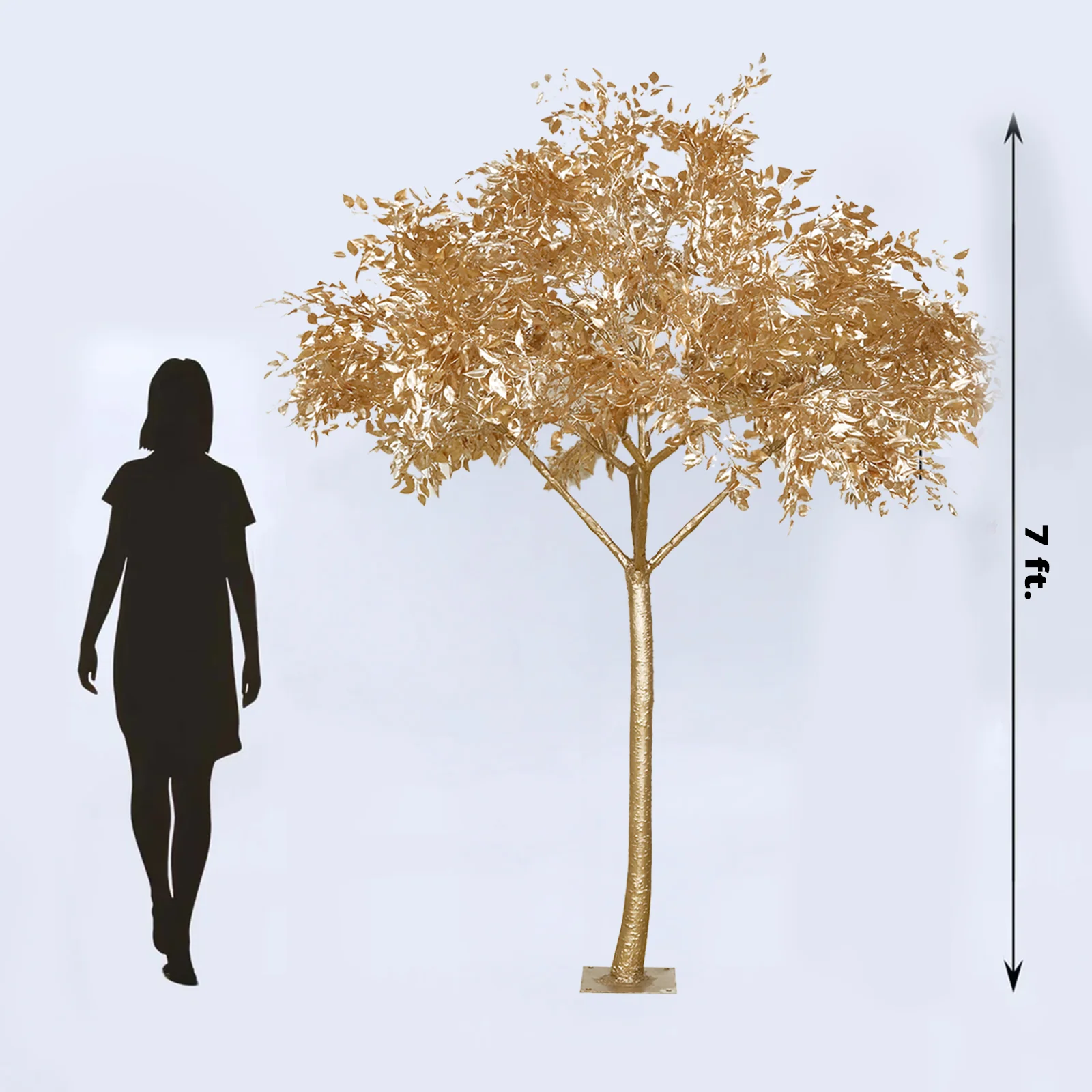 7ft Metallic Gold Faux Leaf Trees – Indoor Event Décor with Realistic Trunk Base - Image 3
