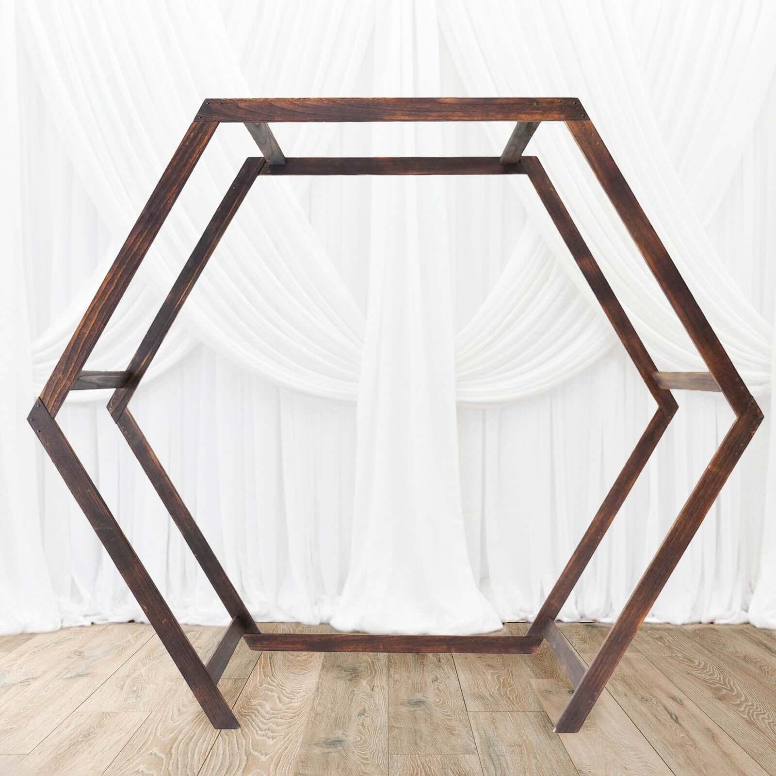 Heavy Duty Dual Wooden Hexagon Frame Wedding Arch Backdrop, Ceremony Canopy Stand 7ftx8.5ft - Image 7