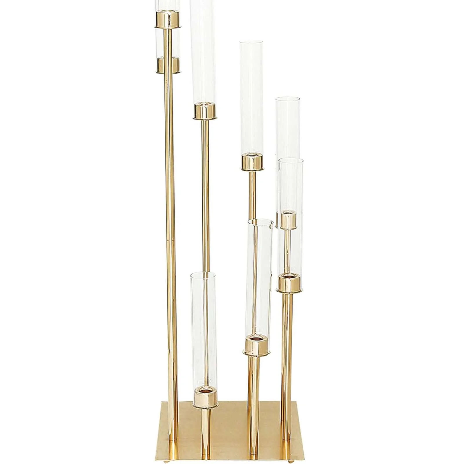 8 Arm Cluster Taper Candle Holder 42" Gold With Clear Glass Shades - Large Candle Arrangement for Sophisticated Wedding Party Event Table Centerpiece - Image 6