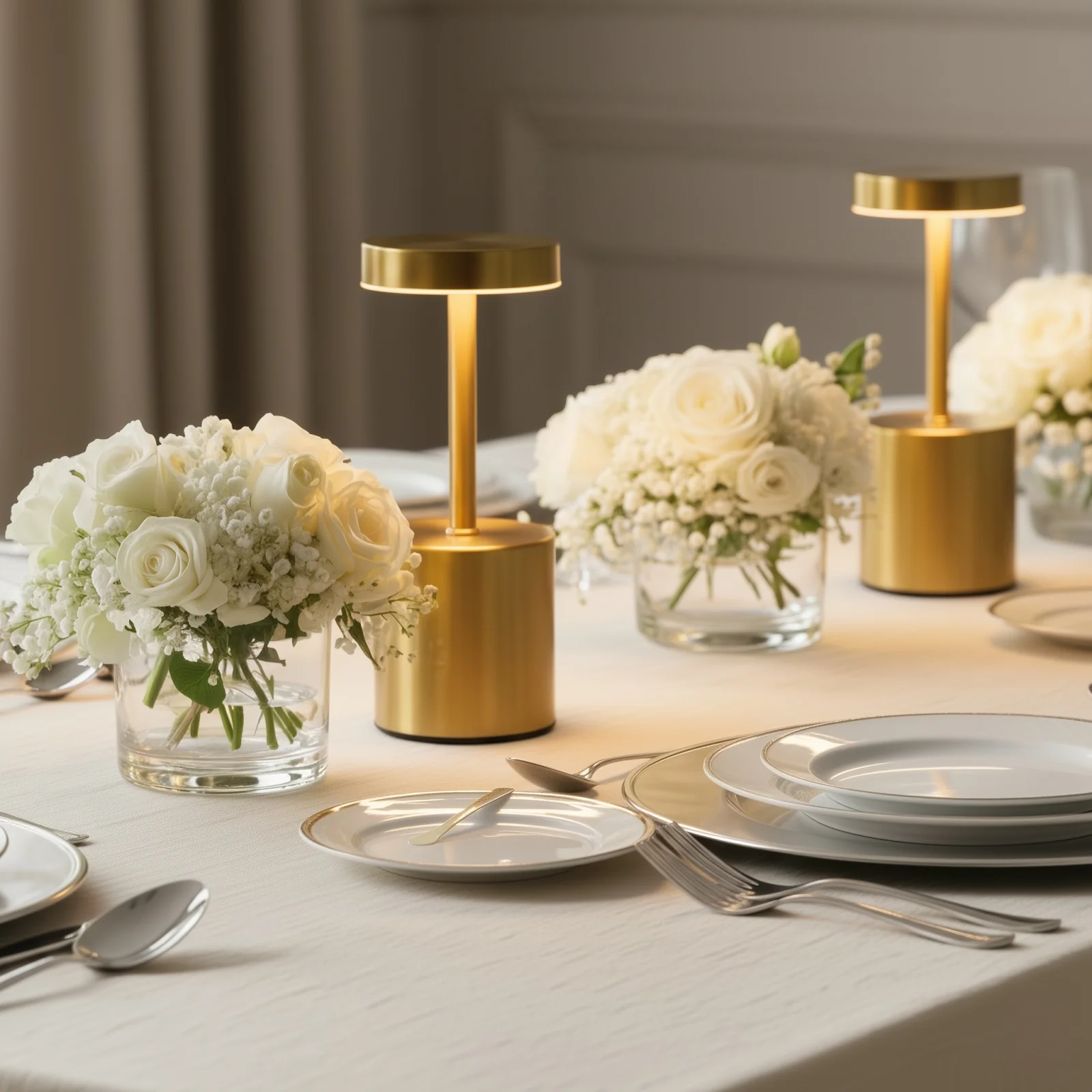 Cordless LED Table Lamp – 8" Gold Metal, Touch-Control, USB Rechargeable, Dimmable Night Light, Modern Minimalist Design - Image 7