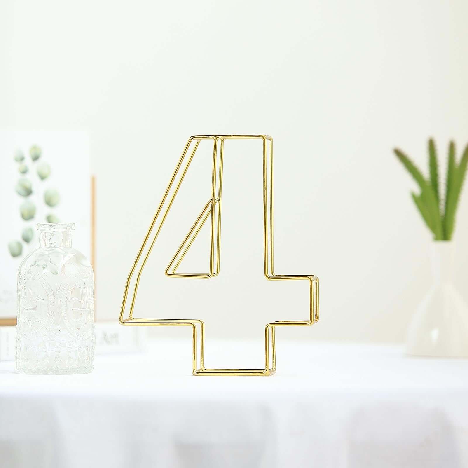 Gold Freestanding 3D Decorative Metal Wire "4" Numbers, Wedding Table Numbers 8" Tall - Image 8