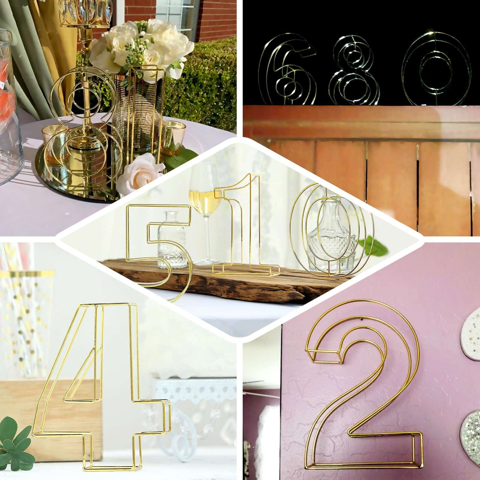 Gold Freestanding 3D Decorative Metal Wire "9" Numbers, Wedding Table Numbers 8" Tall - Image 13