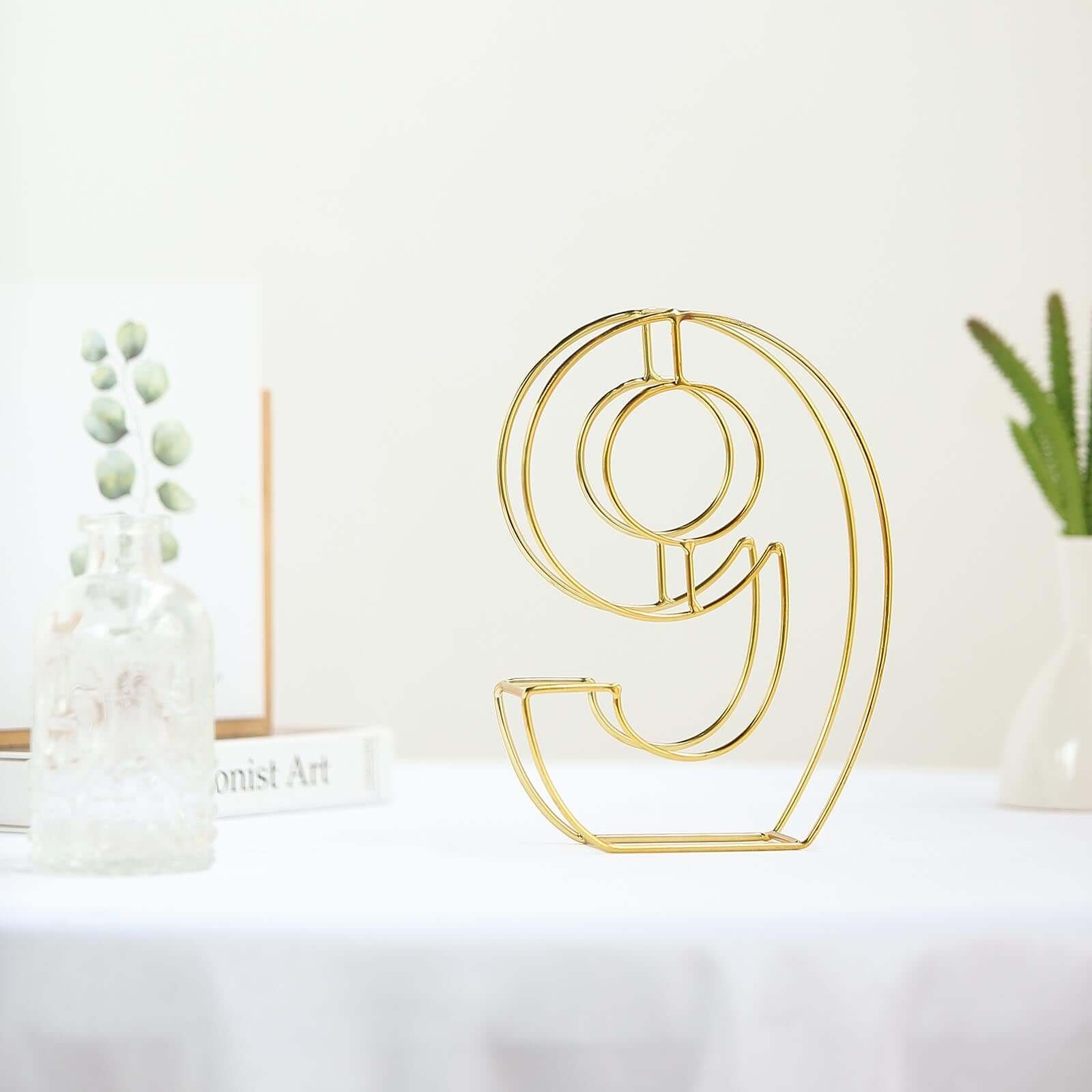 Gold Freestanding 3D Decorative Metal Wire "9" Numbers, Wedding Table Numbers 8" Tall - Image 8