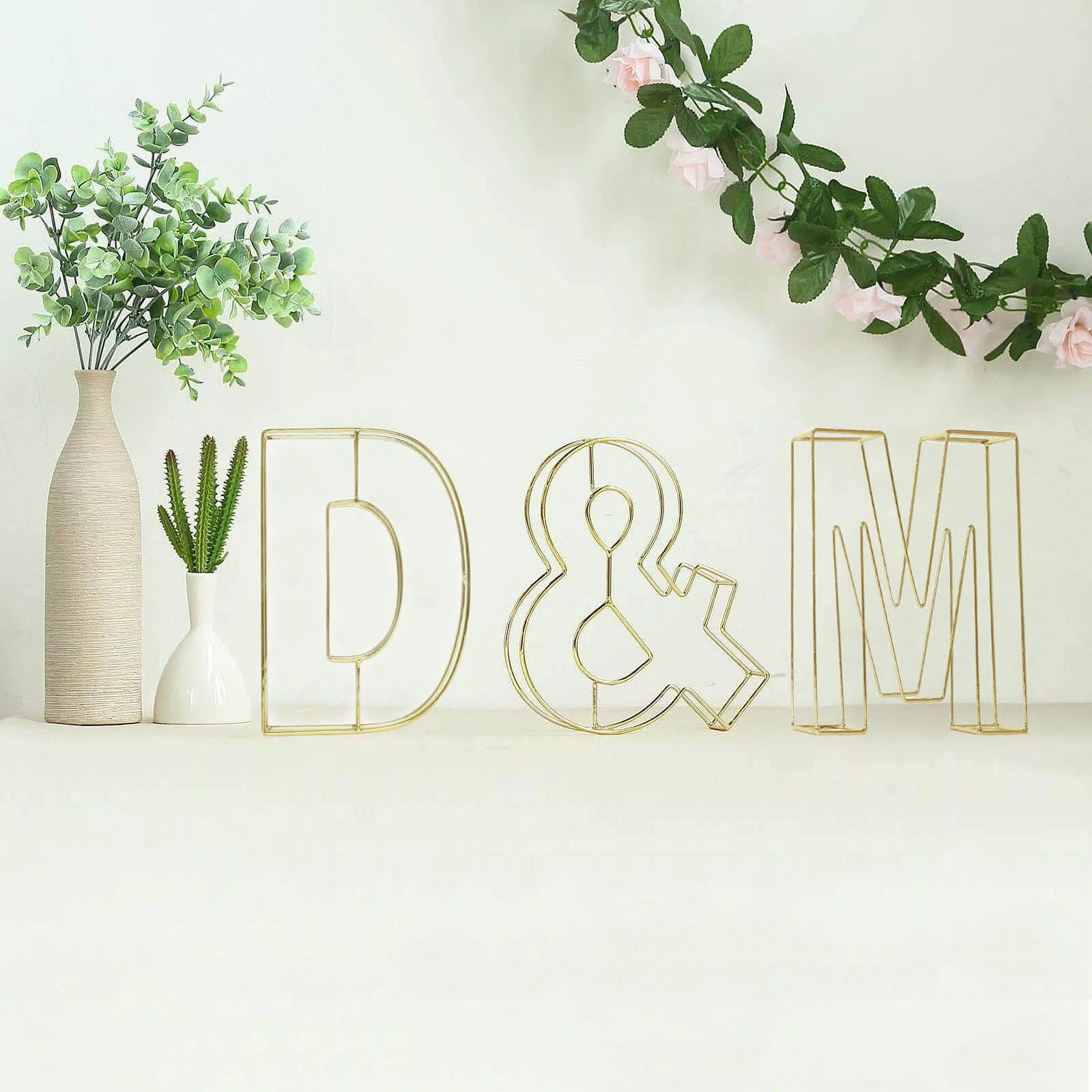 Gold Freestanding 3D Decorative Wire "D" Letter, Wedding Centerpiece 8" Tall - Image 2