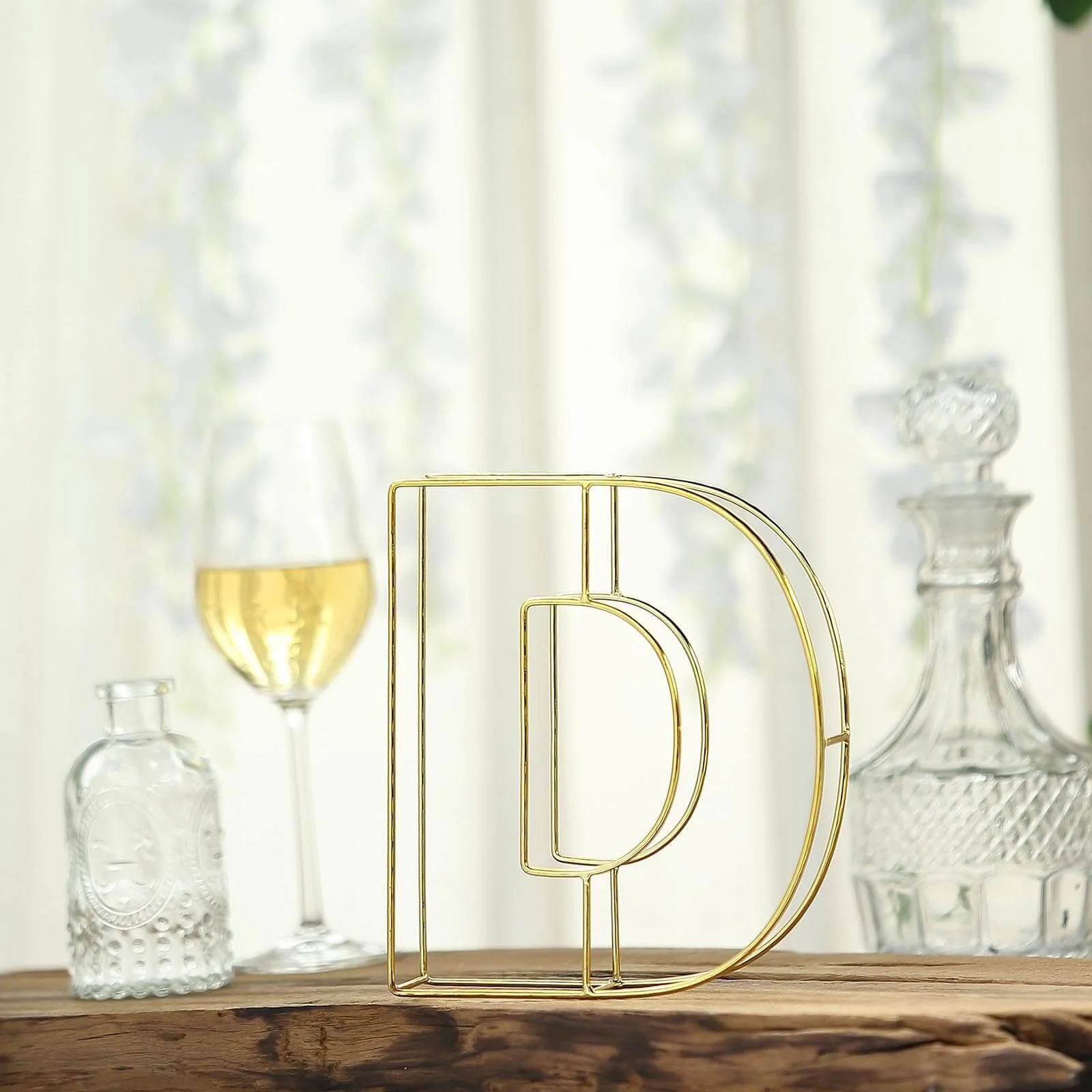 Gold Freestanding 3D Decorative Wire "D" Letter, Wedding Centerpiece 8" Tall - Image 8