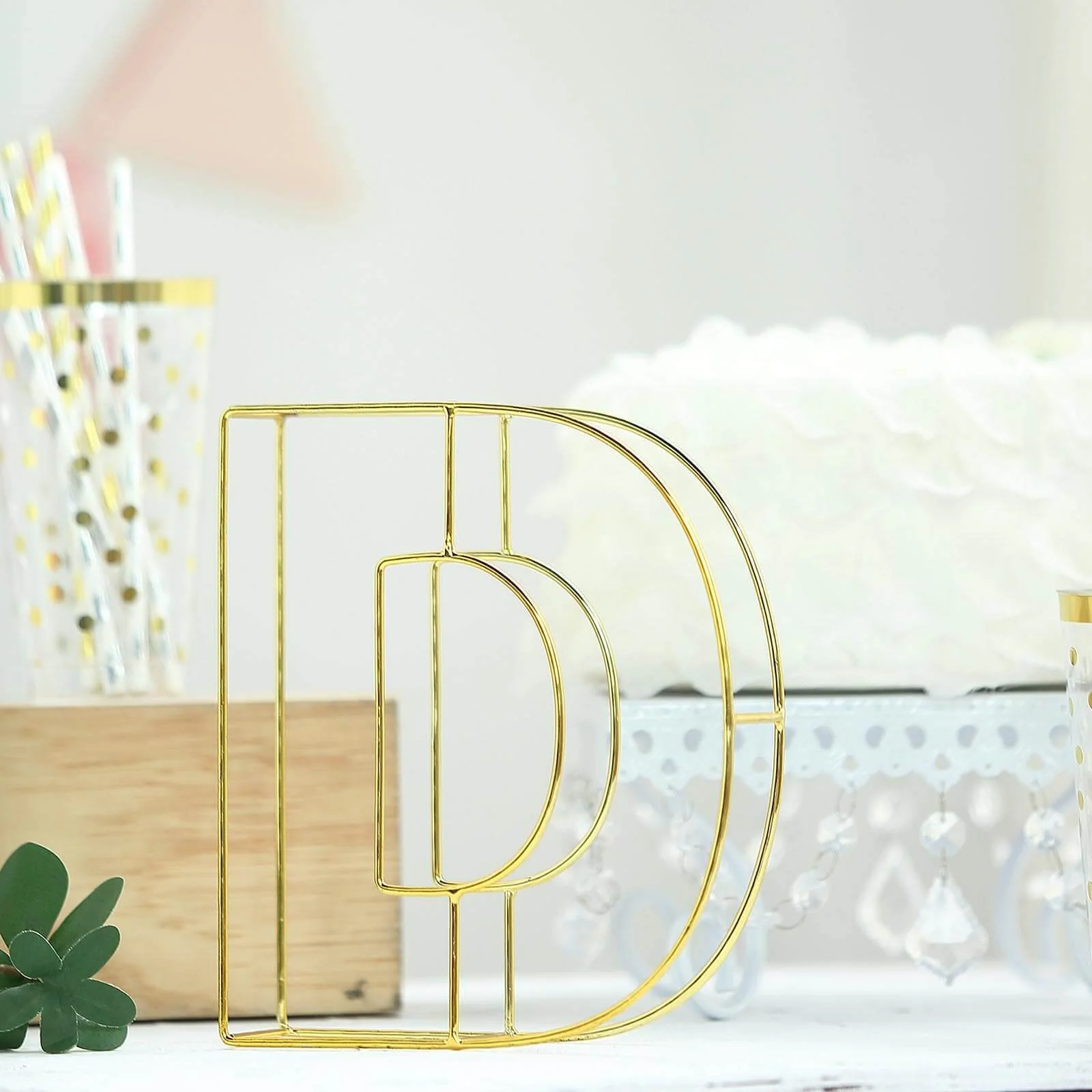 Gold Freestanding 3D Decorative Wire "D" Letter, Wedding Centerpiece 8" Tall - Image 9