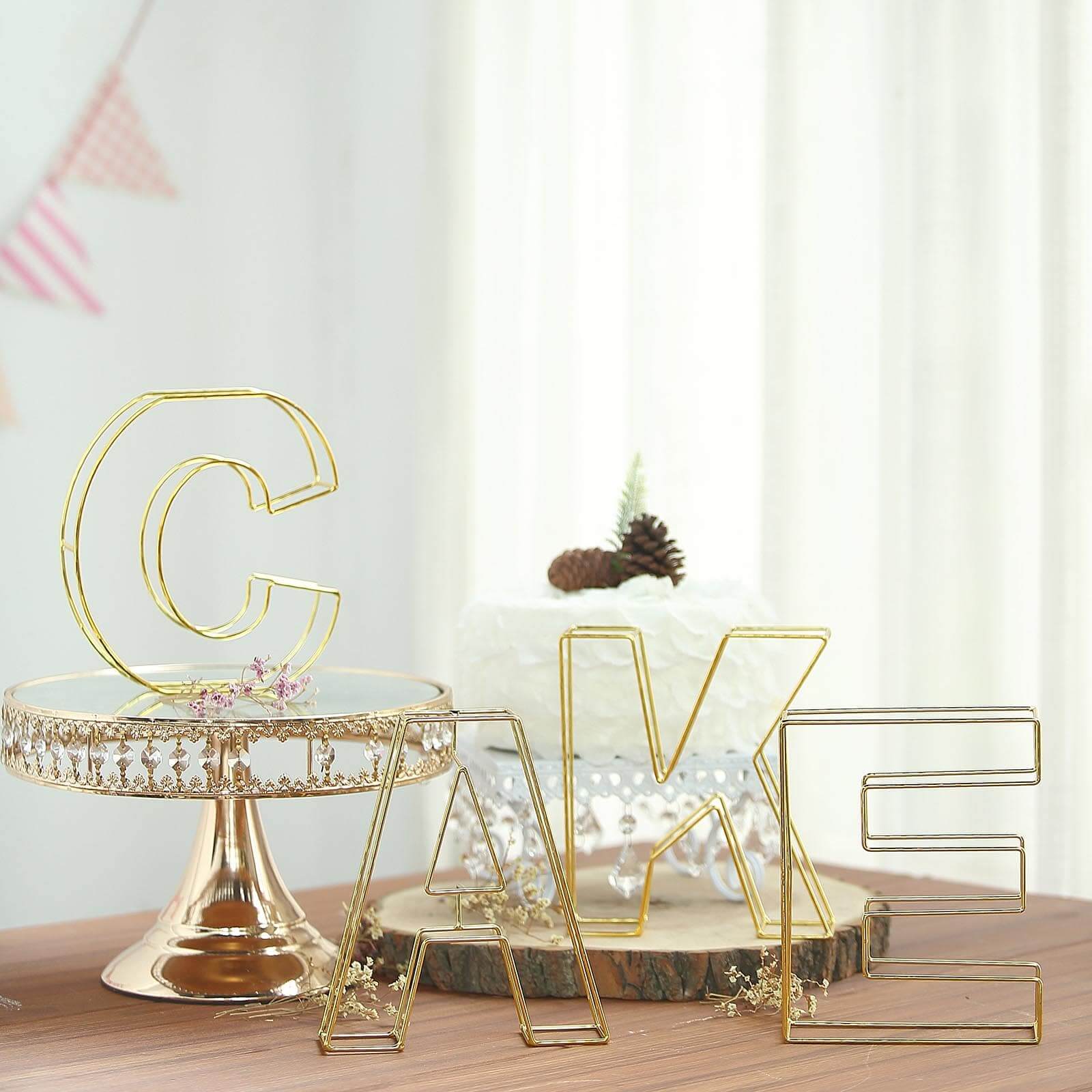 Gold Freestanding 3D Decorative Wire "E" Letter, Wedding Centerpiece 8" Tall - Image 6