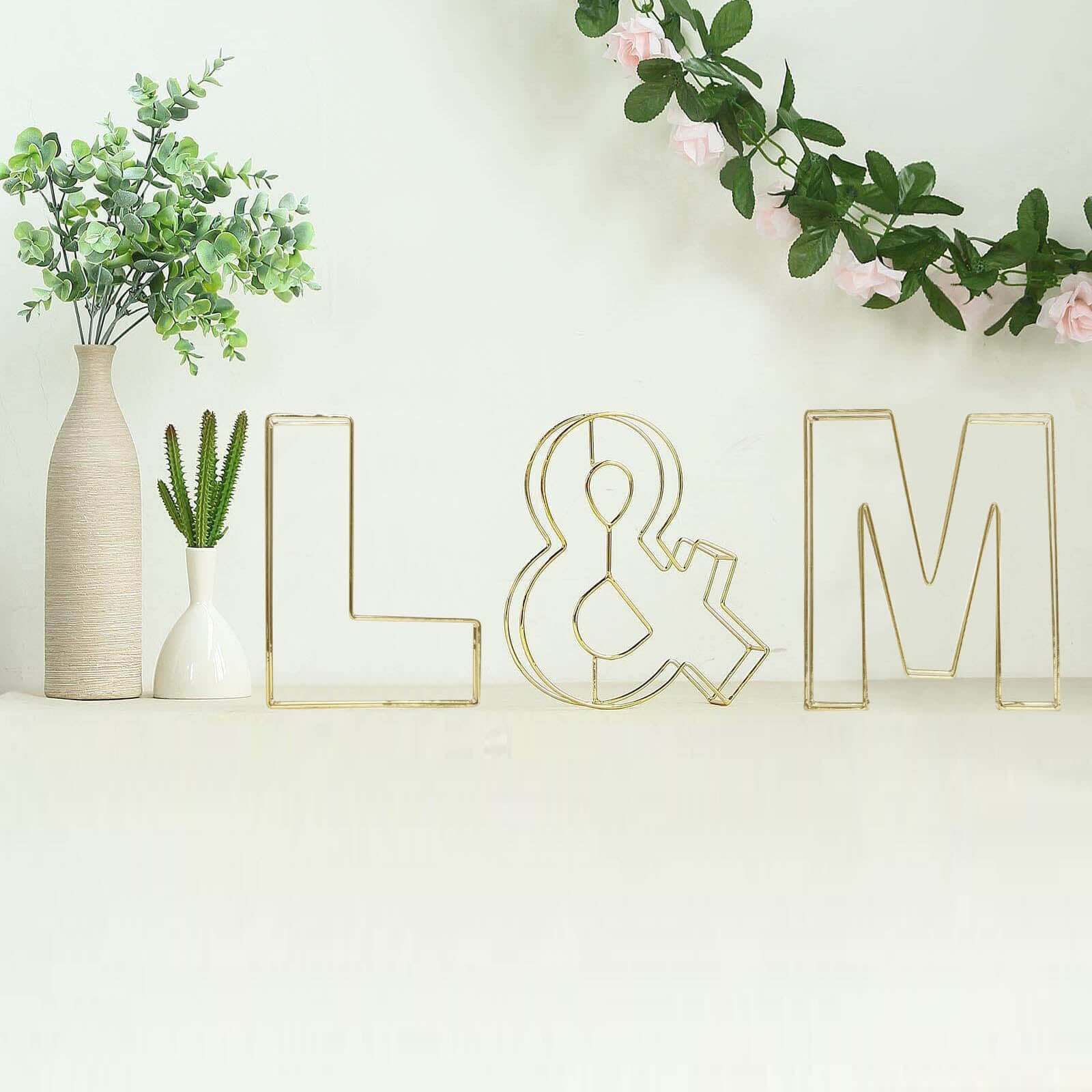 Gold Freestanding 3D Decorative Wire "L" Letter, Wedding Centerpiece 8" Tall - Image 2