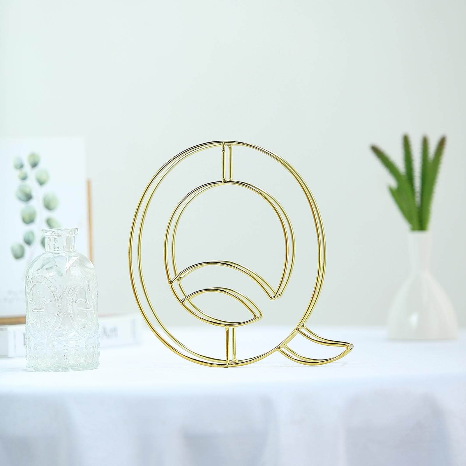 Gold Freestanding 3D Decorative Wire "Q" Letter, Wedding Centerpiece 8" Tall - Image 11