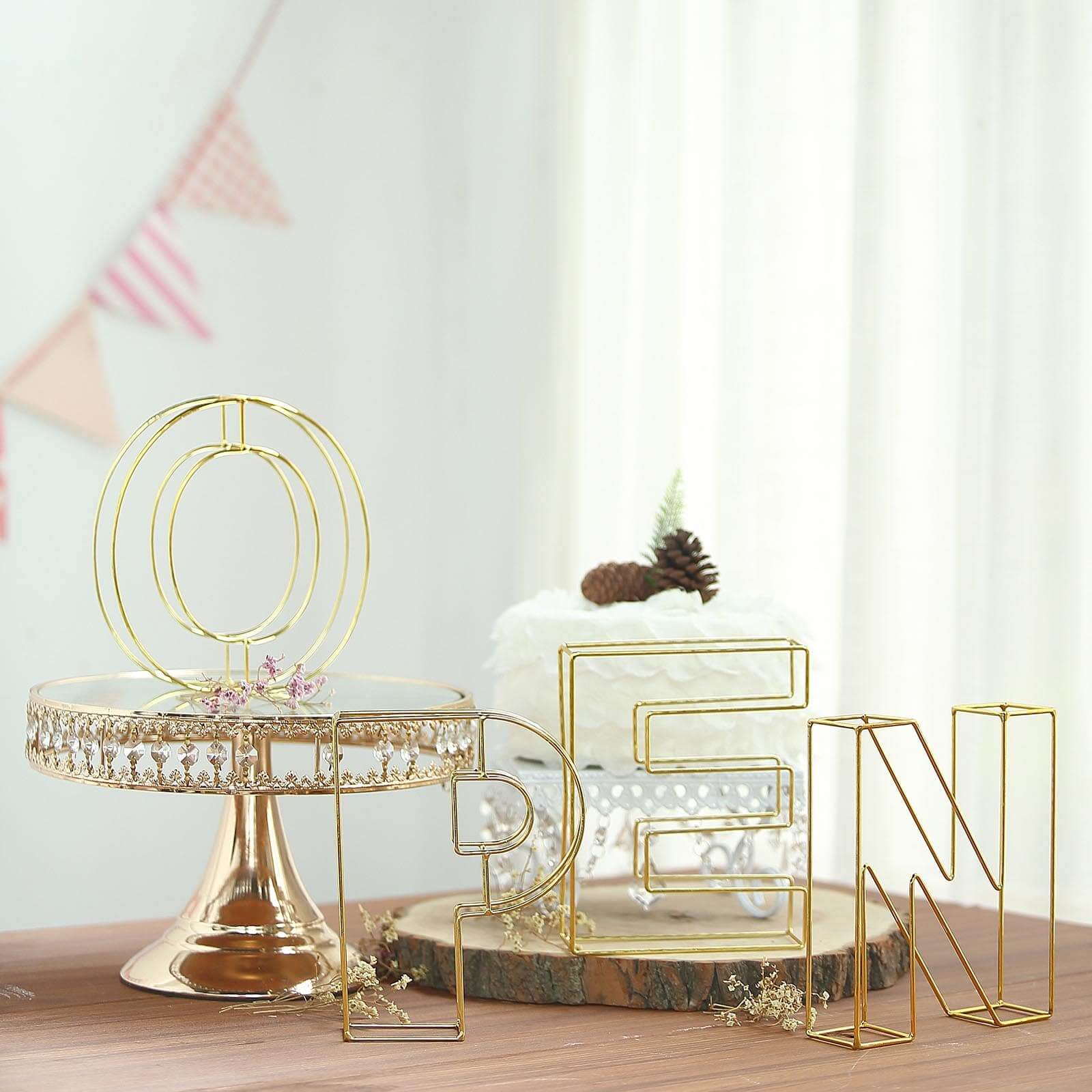 Gold Freestanding 3D Decorative Wire "Q" Letter, Wedding Centerpiece 8" Tall - Image 13