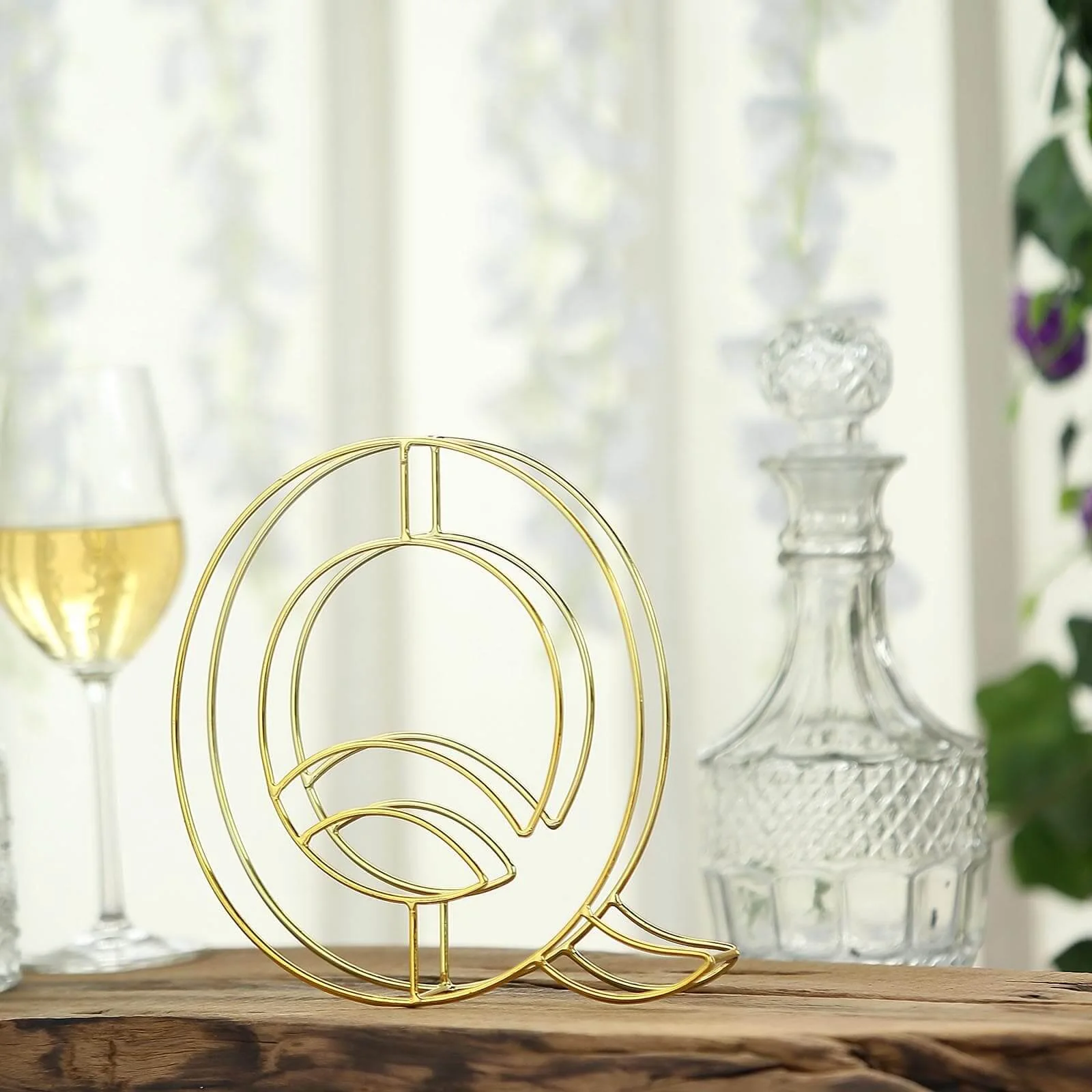Gold Freestanding 3D Decorative Wire "Q" Letter, Wedding Centerpiece 8" Tall - Image 8