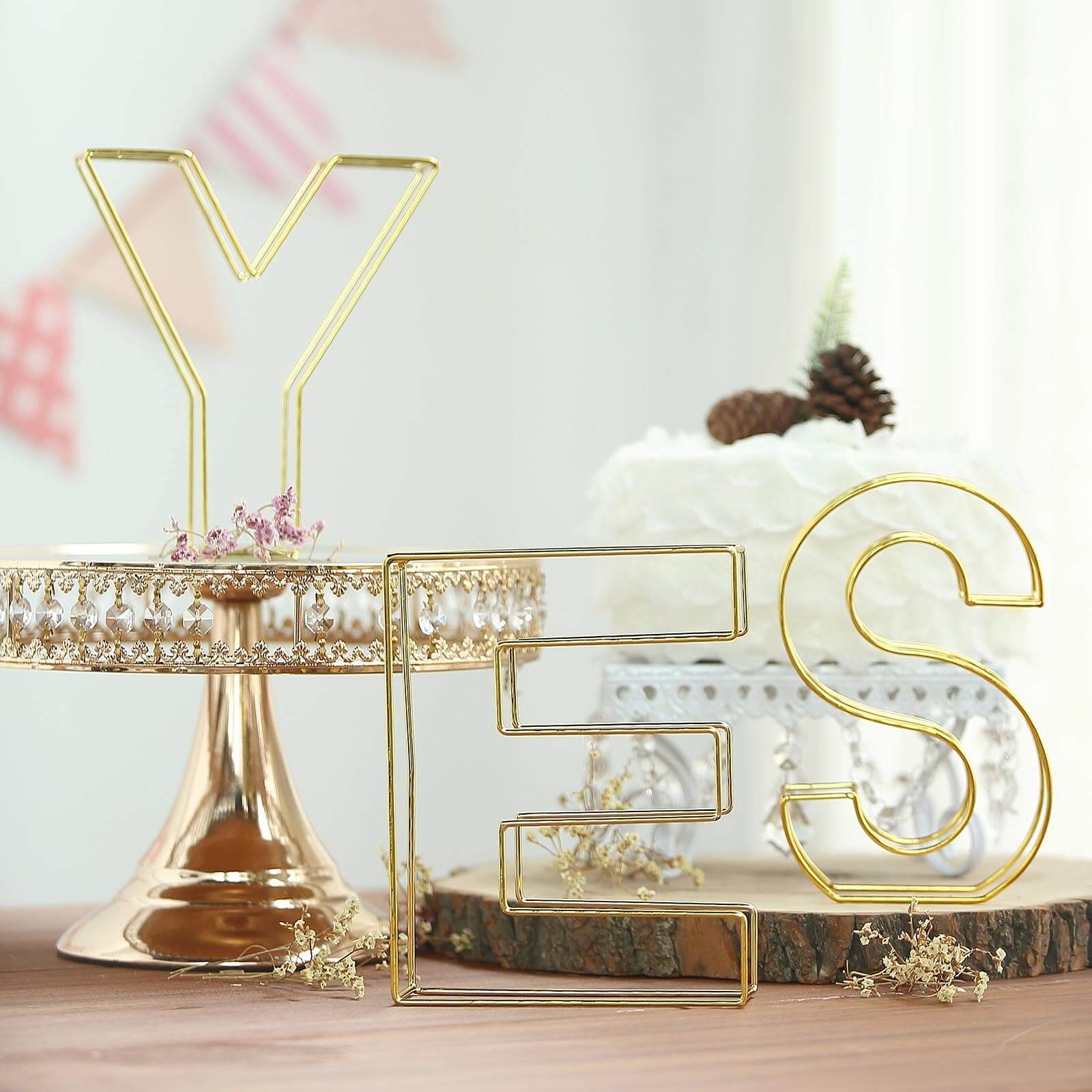 Gold Freestanding 3D Decorative Wire "U" Letter, Wedding Centerpiece 8" Tall - Image 14