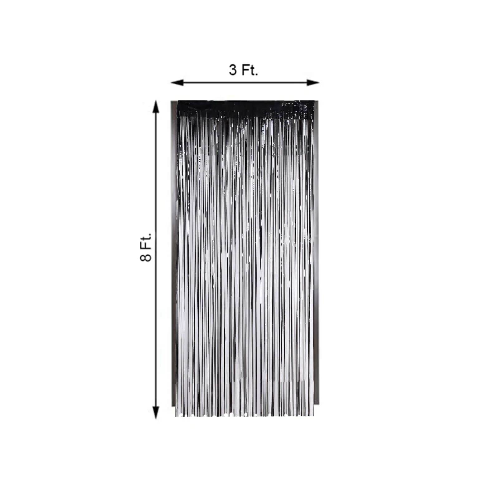 Black Metallic Tinsel Foil Fringe Doorway Curtain Party Backdrop 8ft - Image 3