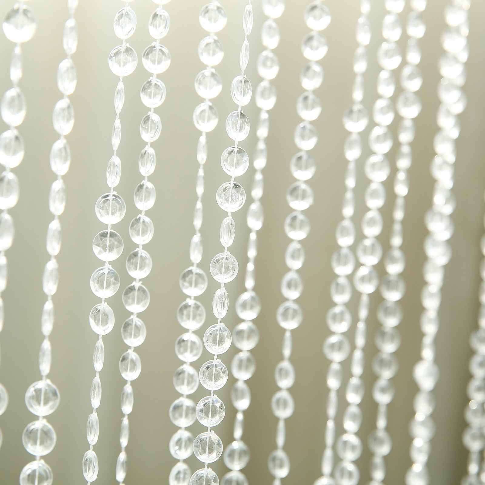 Crystal Diamond Beaded Curtain with Plastic Rod and Adjustable Hooks 8ft - Image 7