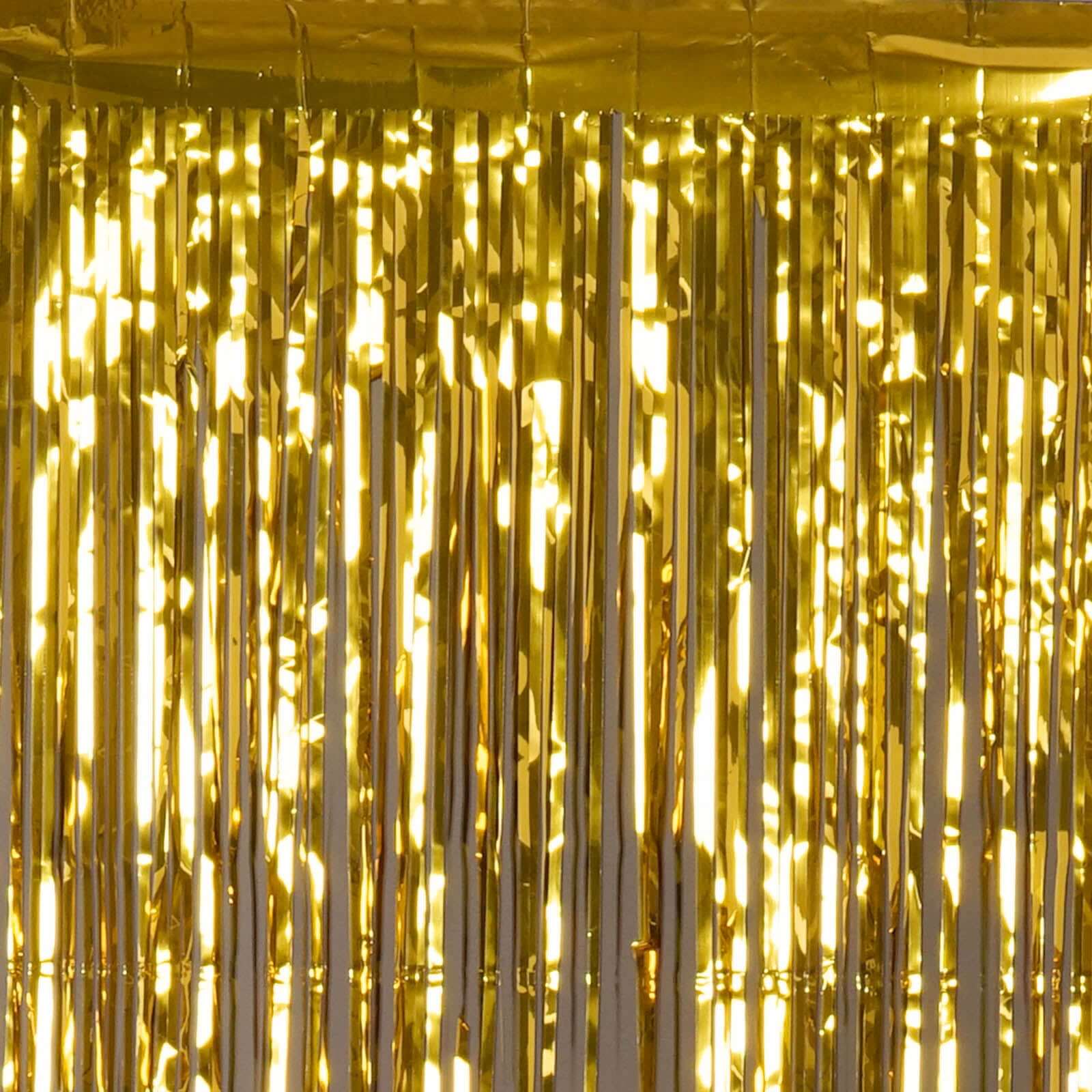 Gold Metallic Tinsel Foil Fringe Doorway Curtain Party Backdrop 8ft - Image 7