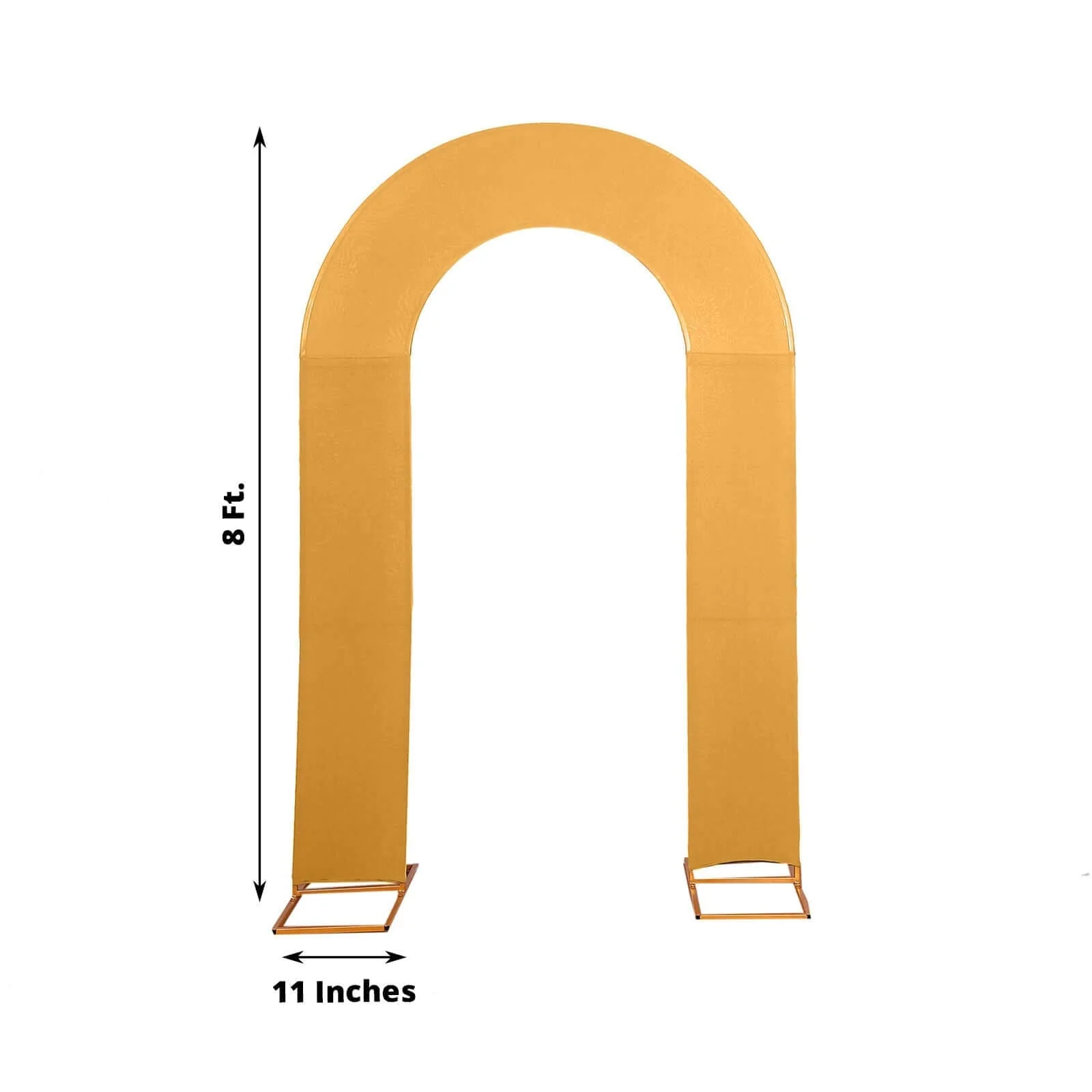 Gold Spandex Fitted Open Arch Backdrop Cover, Double-Sided U-Shaped Wedding Arch Slipcover 8ft - Image 3