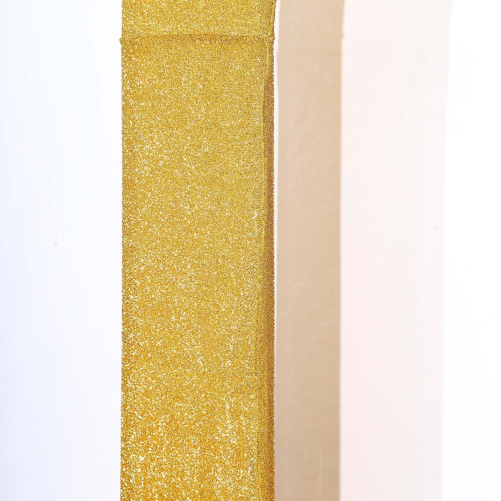 Gold Spandex Fitted Open Arch Backdrop Cover With Shimmer Tinsel Finish, Double-Sided U-Shaped Wedding Arch Slipcover 8ft - Image 8