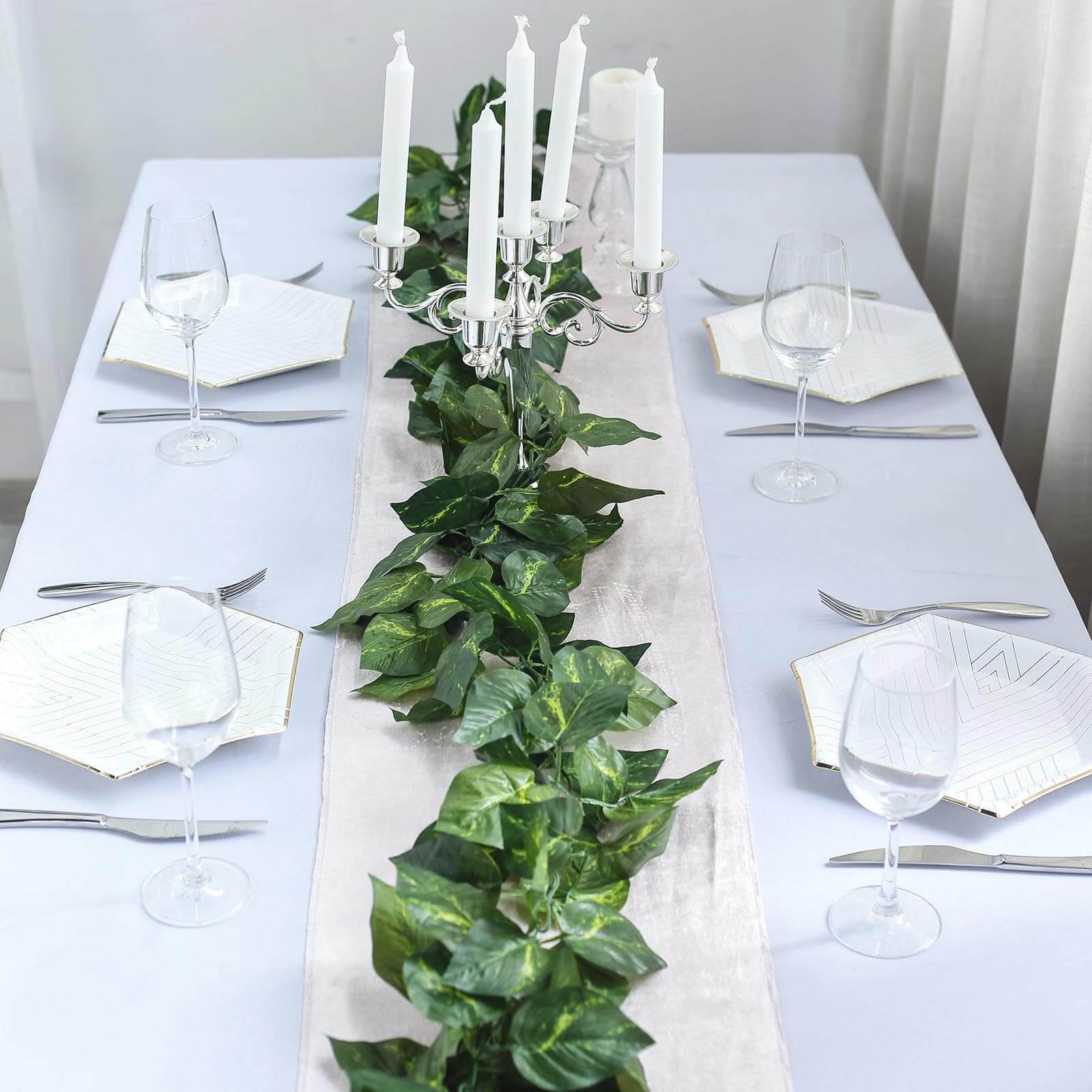 Green UV Protected Artificial Silk Ivy Leaf Garland Vine, Outdoor/Indoor 8ft - Image 7