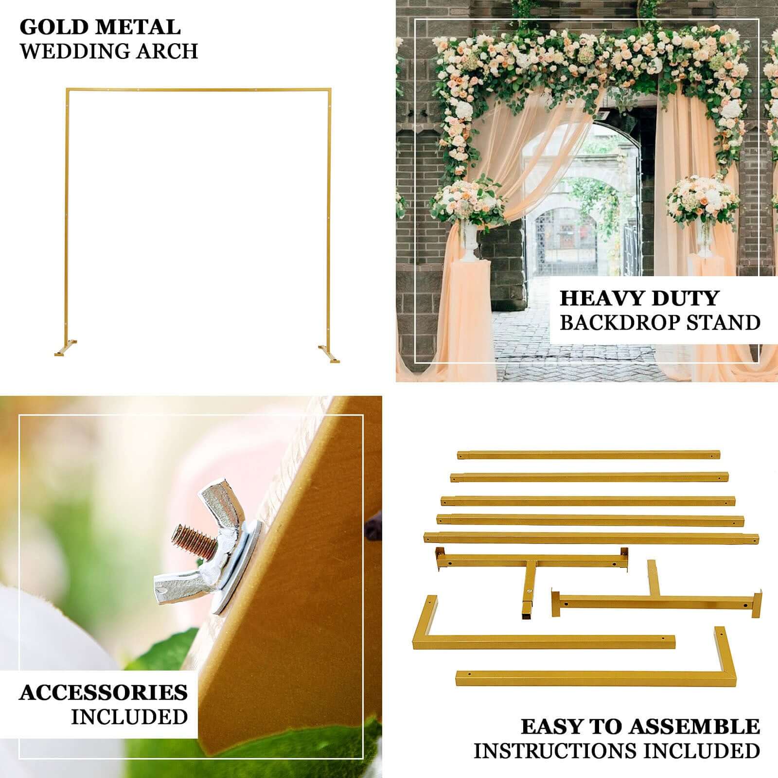 Heavy Duty Metal Square Balloon Flower Frame Photo Backdrop Stand 8ft - Image 4