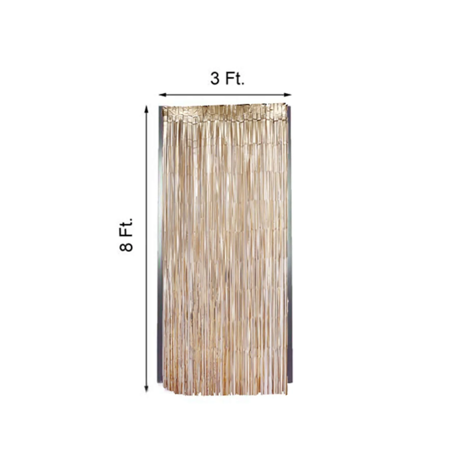 Matte Gold Metallic Tinsel Foil Fringe Doorway Curtain Party Backdrop 8ft - Image 3