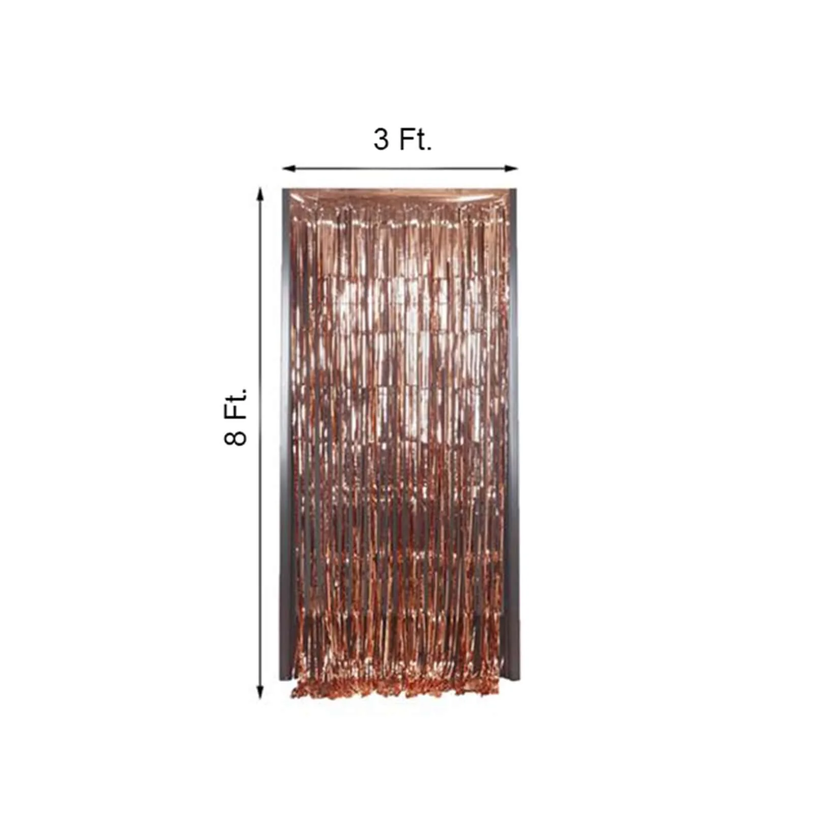 Rose Gold Metallic Tinsel Foil Fringe Doorway Curtain Party Backdrop 8ft - Image 3