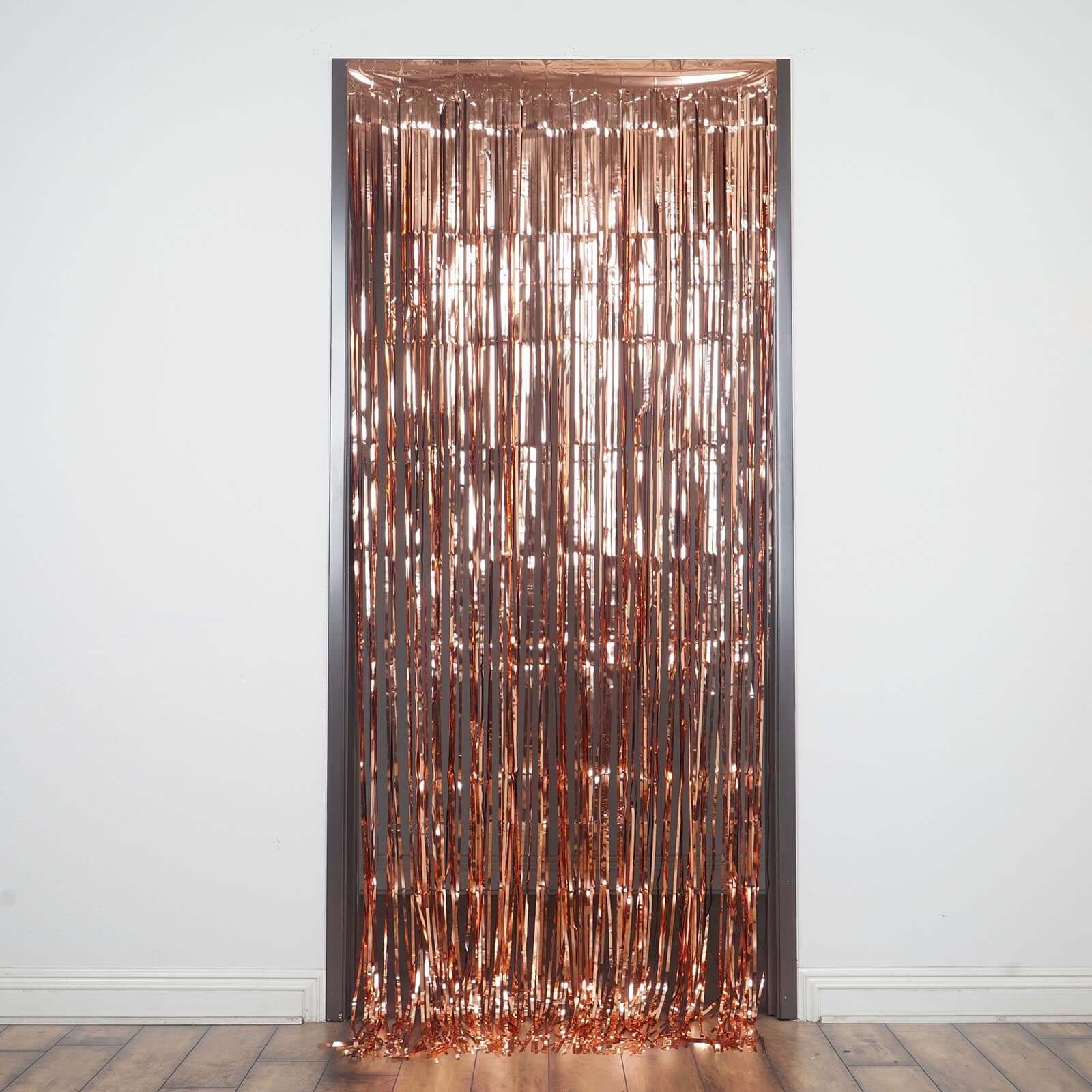 Rose Gold Metallic Tinsel Foil Fringe Doorway Curtain Party Backdrop 8ft - Image 7